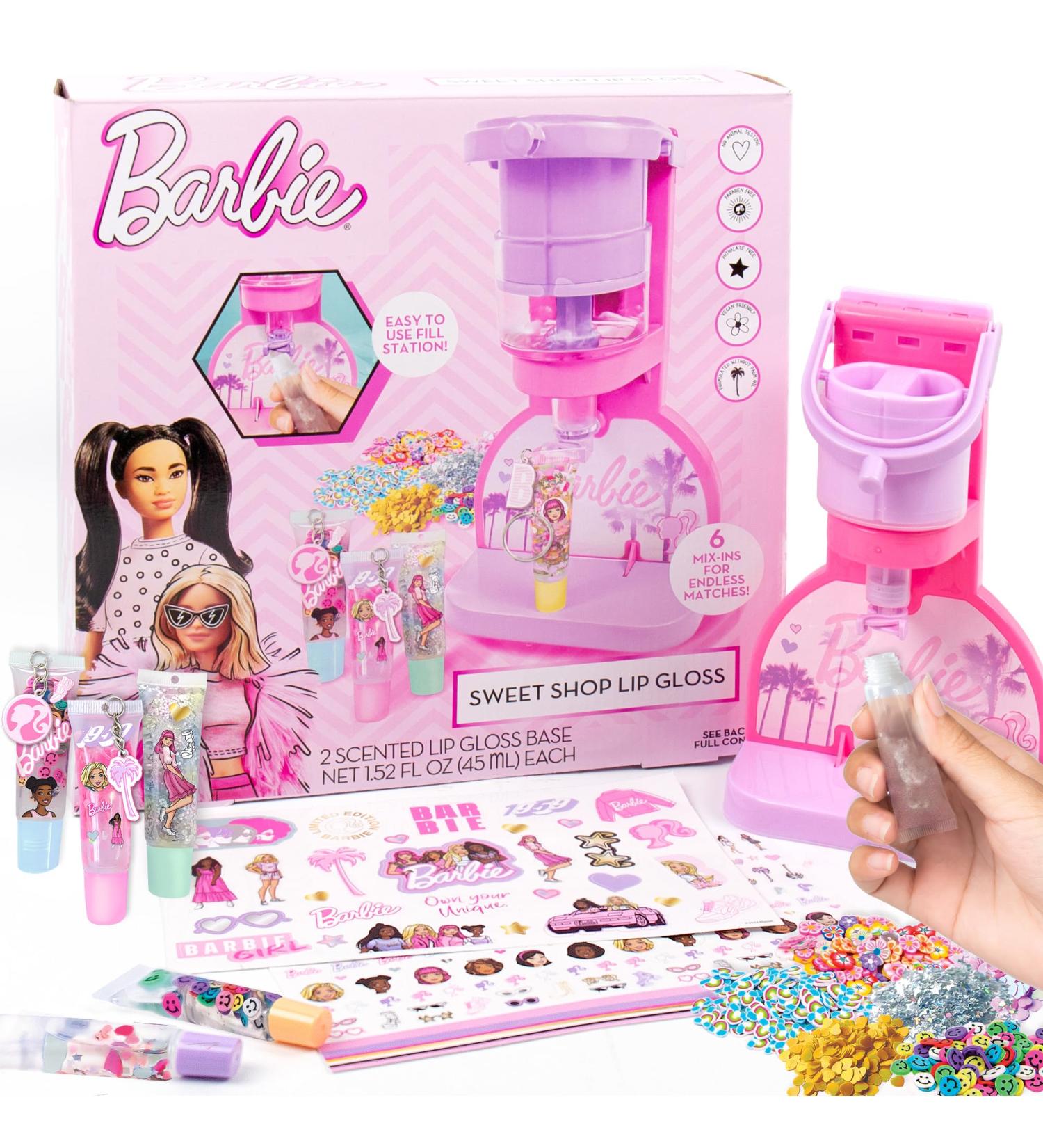 Barbie Sweet Shop Lip Gloss Making Kit - 12 Craft Accessories & Keychains for Kids 6+ Perfect Gift for 6-Year-Old Girls - Buy Online on GoSupps.com