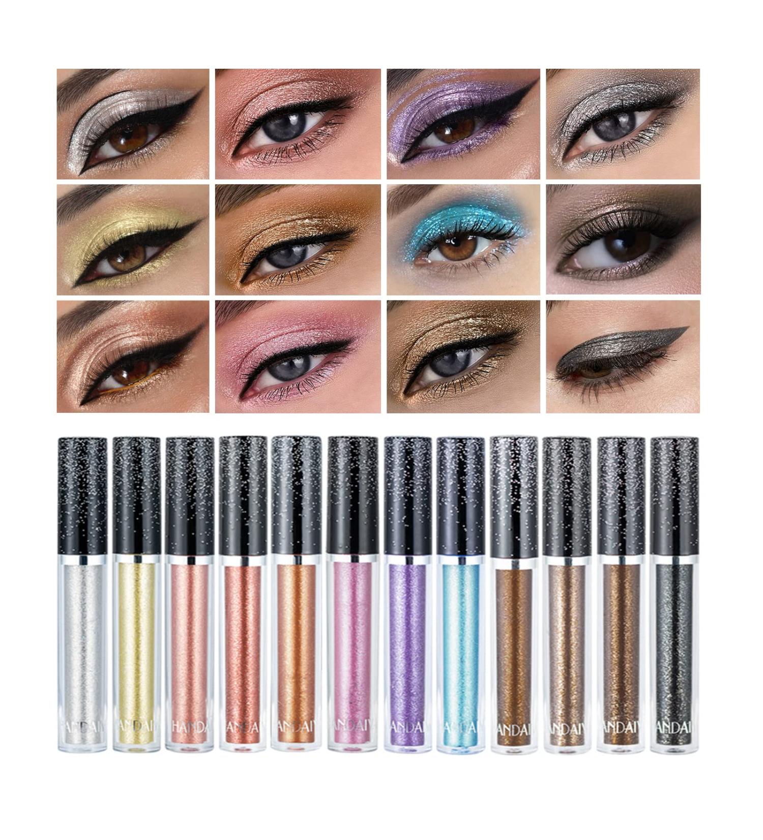 Shimmering Glitter Liquid Eyeshadow Set - Long Lasting, Waterproof Metallic Pigments - Sparkle & Shine with Light Colors - Perfect Gift - Buy Online on GoSupps.com