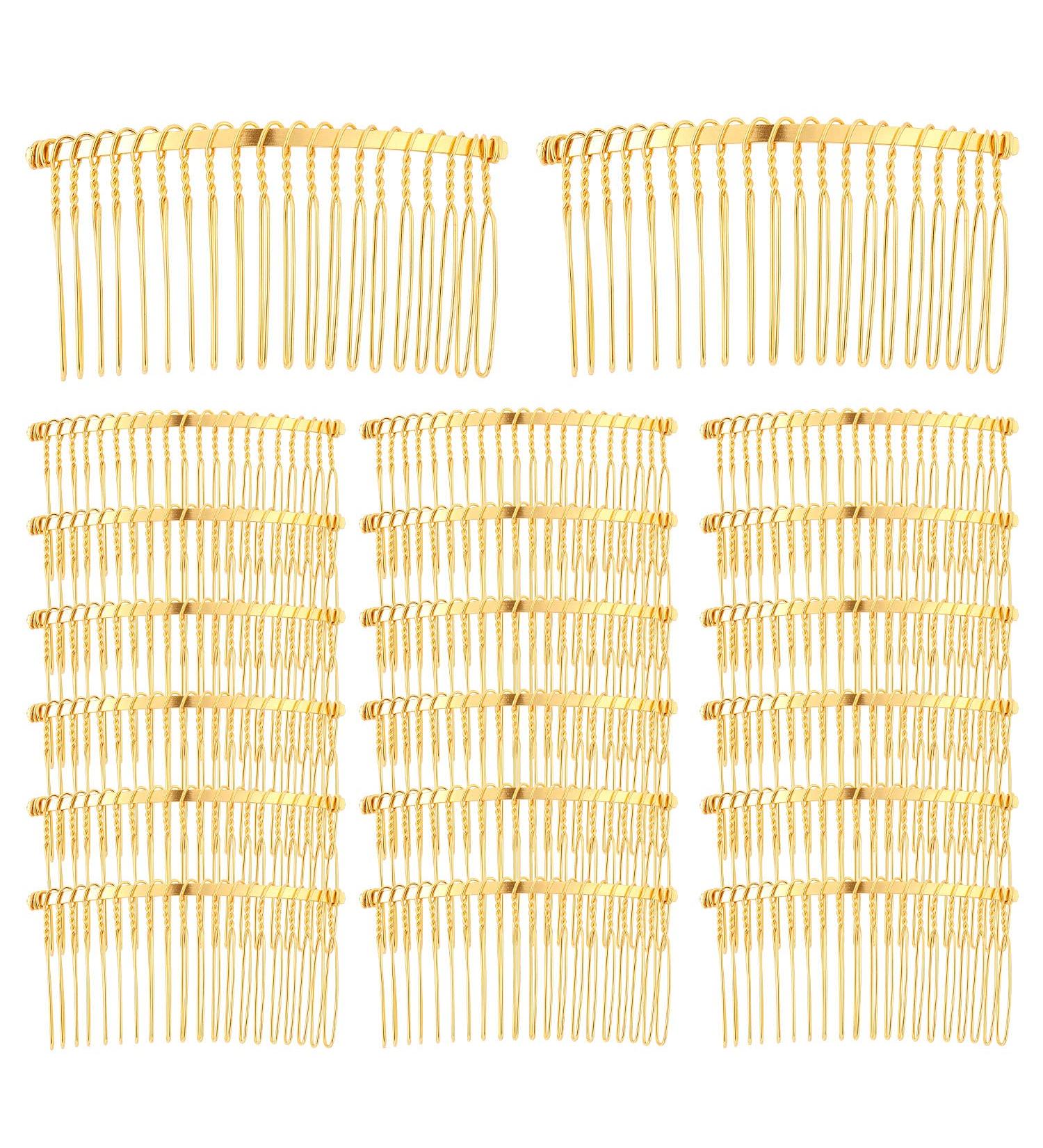 20 Pack Gold Metal Side Hair Combs - Wedding Bridal Veil Clips - French Twist Updo Accessories - Buy Online on GoSupps.com