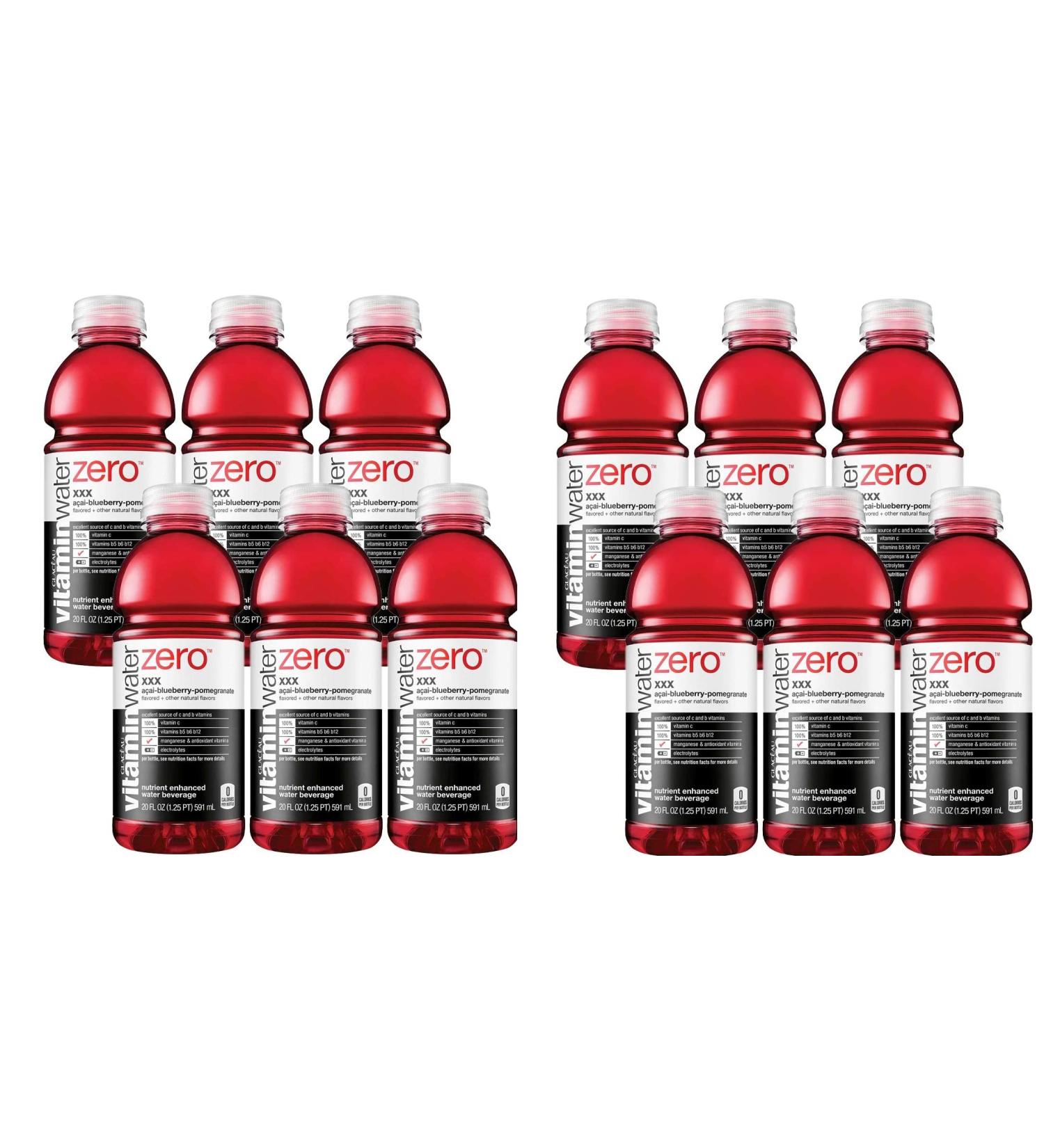 Vitamin Water Zero, Acai-Blueberry-Pomegranate - XXX, 20oz Bottle (Pack of 6, Total of 120 Oz) (2-Pack)- Gia Vi Pho Bac 12 Pack