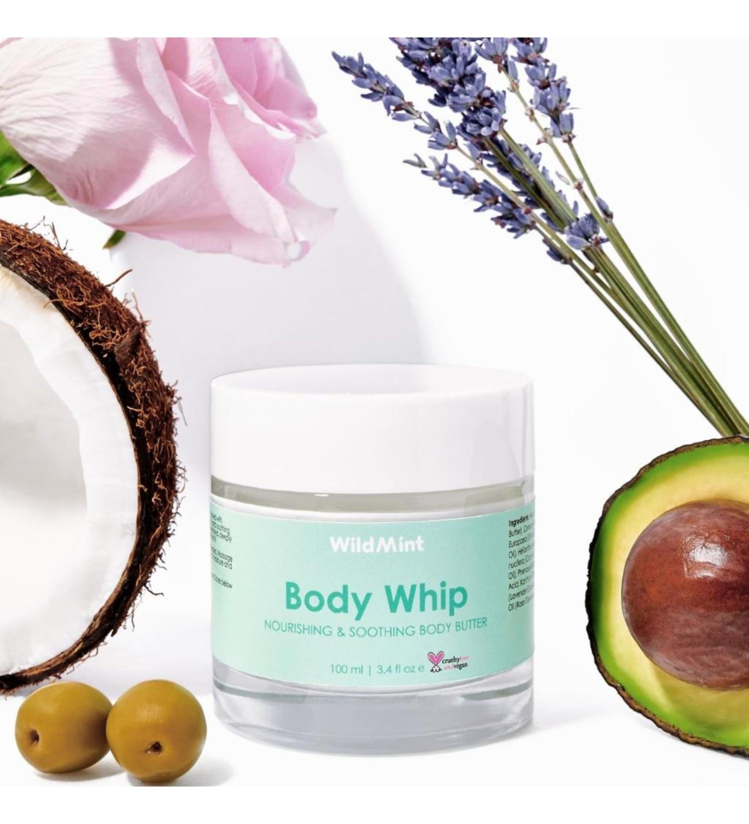 WildMint Body Whip Natural Body Butter | Ultra-Hydrating Body Cream for Skin Soft & Smooth | Shea Butter Hydrates & Boost Collagen for Dry Damaged Skin| UK Made Vegan & Cruelty-Free Skincare | 120ml - Buy Online on GoSupps.com