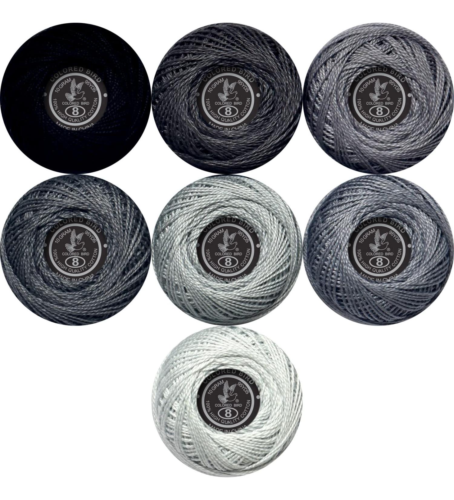 Soft 7 Colors Size 8 Crochet Yarn 2 Ply Cotton Thread - Beaver Gray Gradient COLOR 414-5200 - Buy Online on GoSupps.com