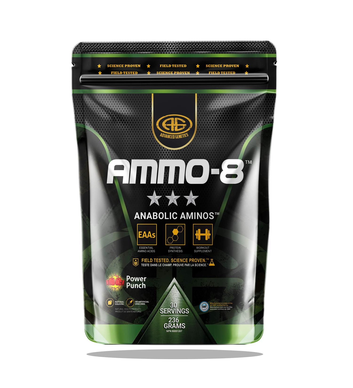 Ammo-8 Essential Amino Acids Power Punch Flavor | 30 Servings | Premium Workout Supplement for International Shipping - Buy Online on GoSupps.com