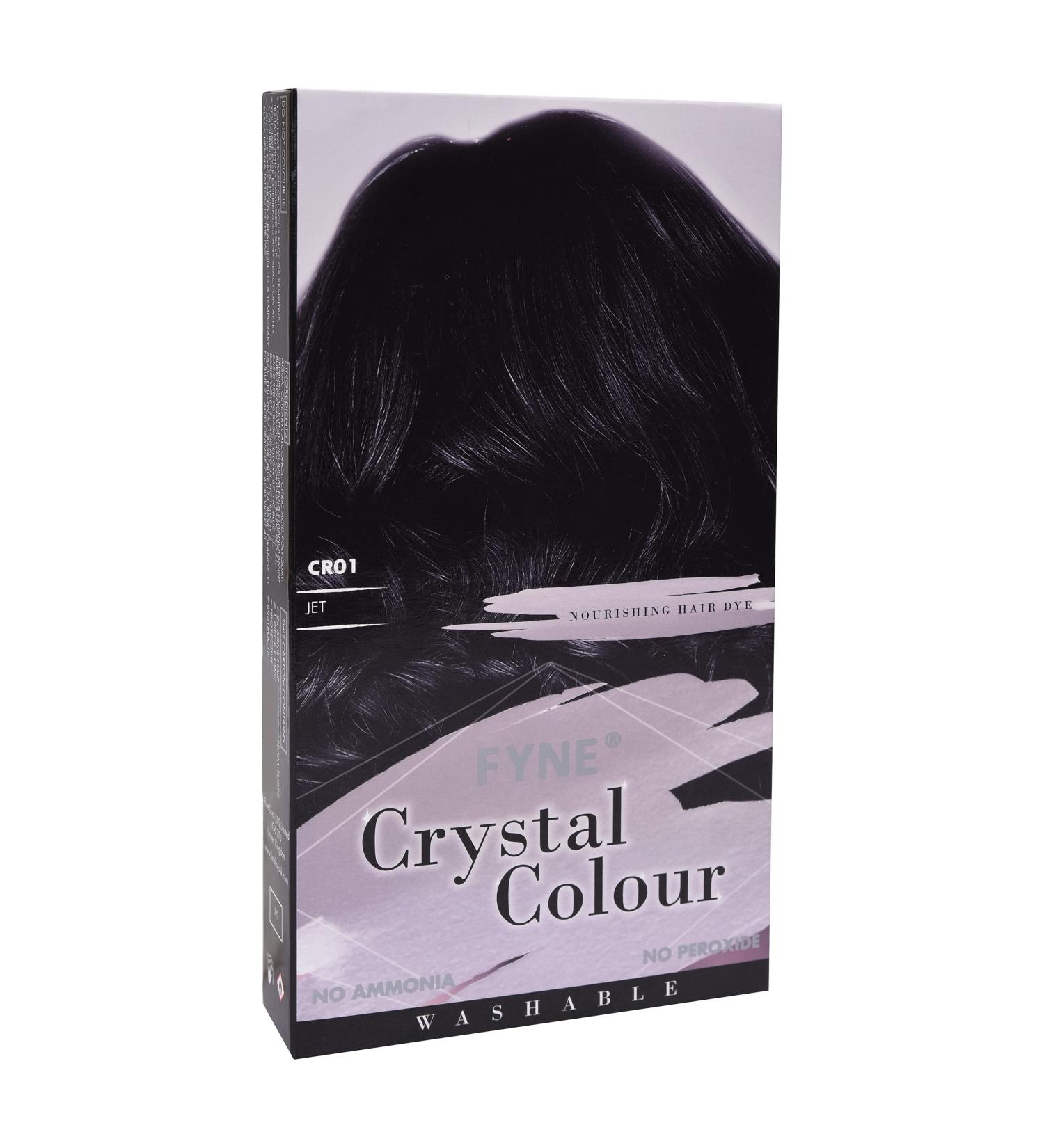 FYNE Crystal Colour - Semi Permanent Hair Dye (Black Jet) with Built-in Conditioner | Easy & Gentle Hair Dye for Women - Buy Online on GoSupps.com