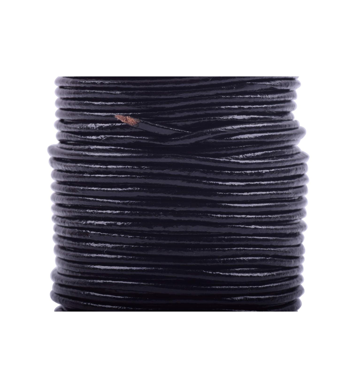KONMAY 1 Skein 25 Yards 2.0mm Black Color Soft Round Real Jewelry Leather Cord