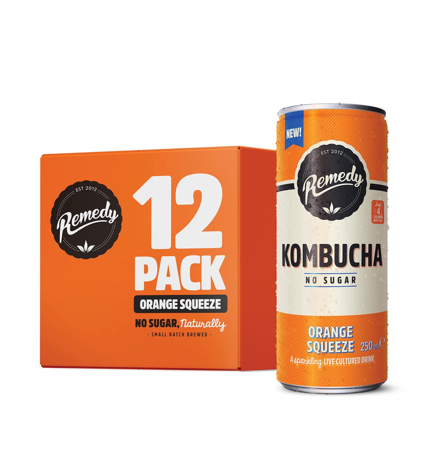 Remedy Kombucha Tea - Orange Squeeze - 12 x 250ml - Probiotic Soft Drink - Buy Online on GoSupps.com
