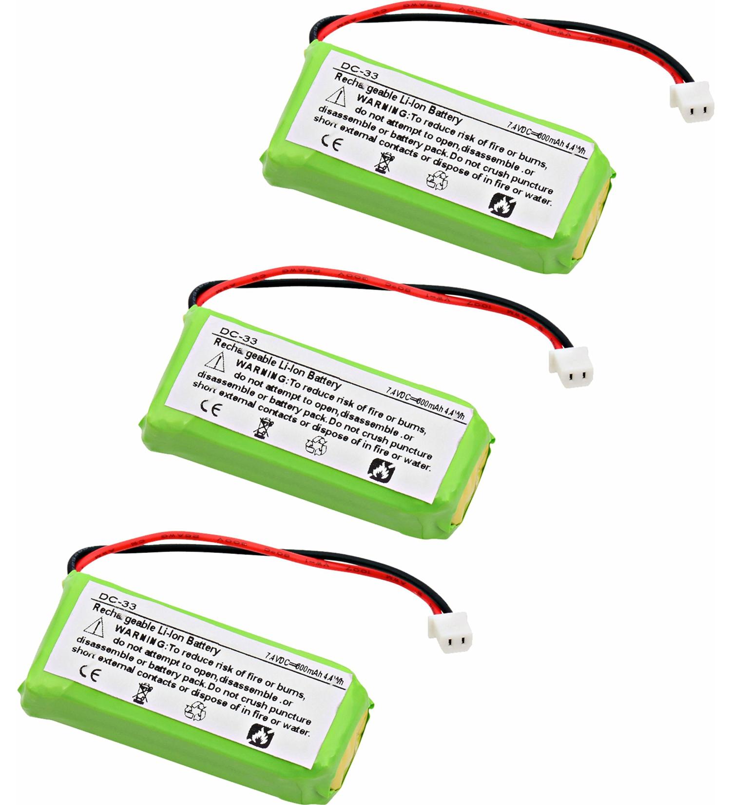 Synergy Digital Replacement Batteries Compatible with AE Energy AE602048P6H Replacement (Li-Ion 7.4V 600 mAh) Combo-Pack Includes: 3 x DC-33 Batteries
