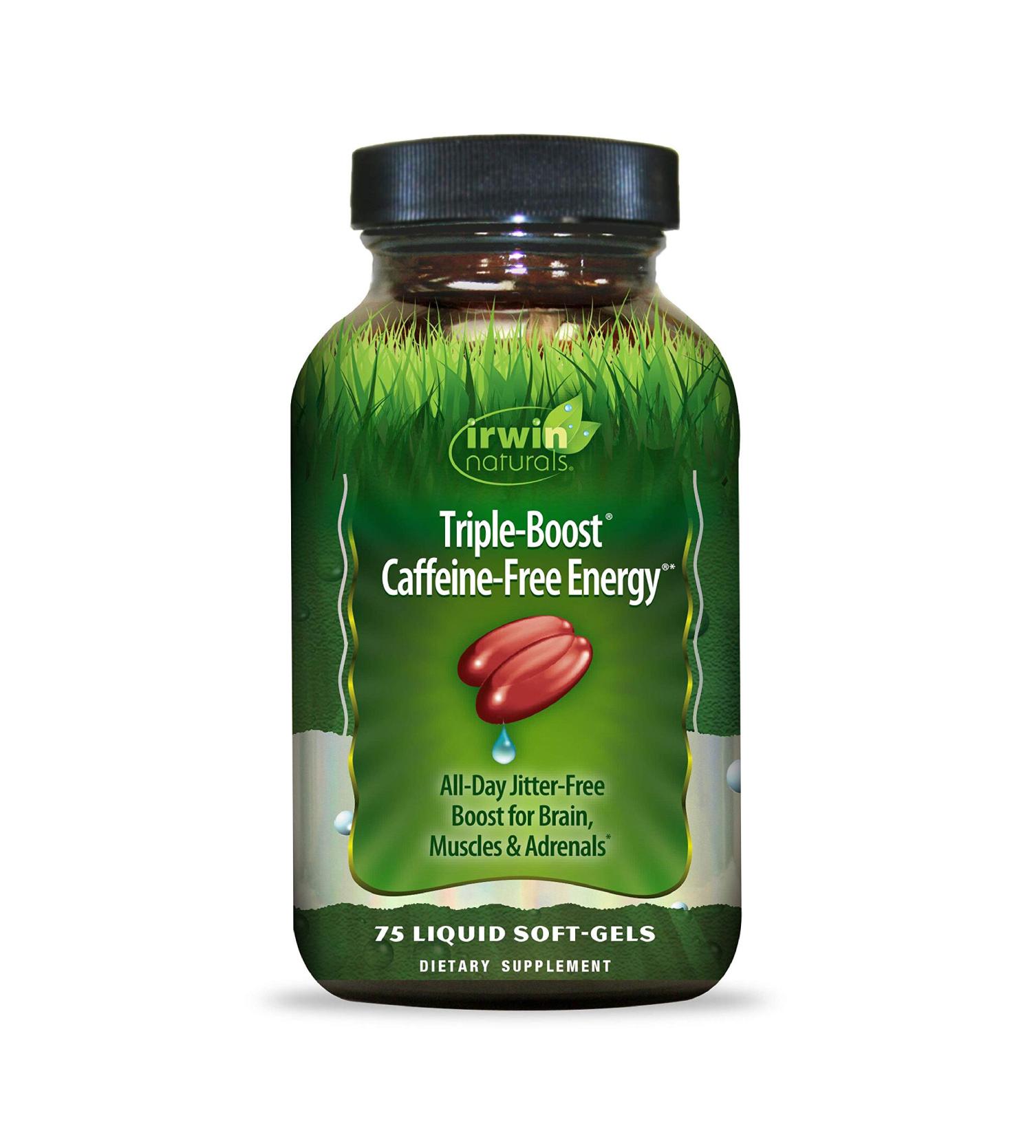Buy Irwin Naturals Triple-Boost Caffeine-Free Energy | No Jitters Boost Focus & Brain Power | 75 Liquid Softgels - International Shipping Available - Buy Online on GoSupps.com