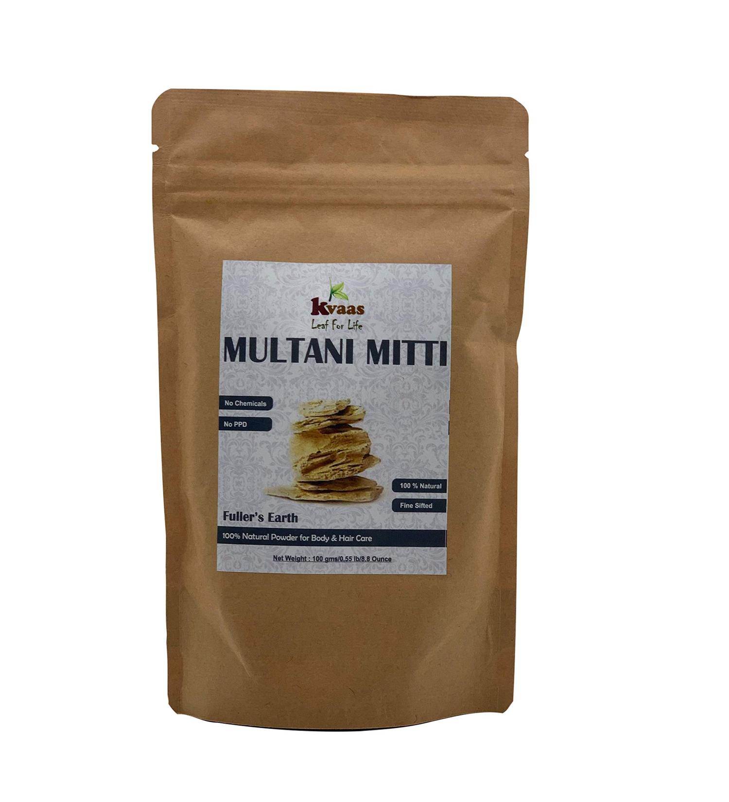 Multani Mitti Powder | 3.53 Oz (100 g) | Bentonite Clay | Fullers Powder | The Indian Clay | Natural & Pure Powder for Body & Skin Care By KVAAS