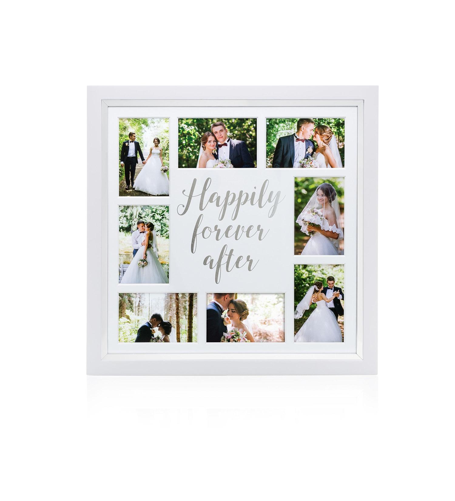 Pearhead Happily Ever After Wedding Photo Frame for Mr. and Mrs. | Wood and Silver Keepsake Collage Frame - Buy Online on GoSupps.com