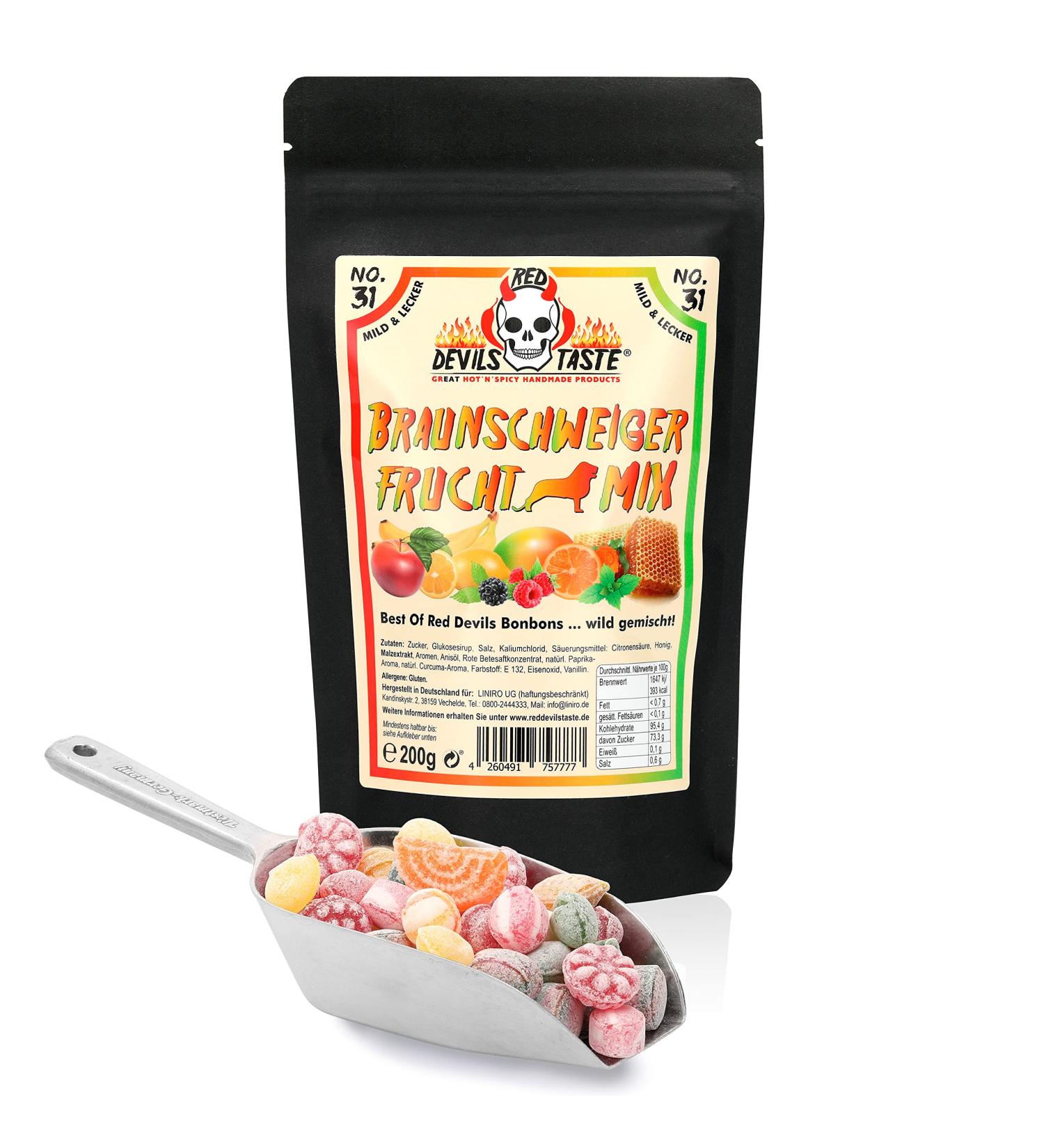 Braunschweiger Fruit Mix Bonbons wildly mixed - not spicy - Hot scale: 0 - RED DEVILS TASTE