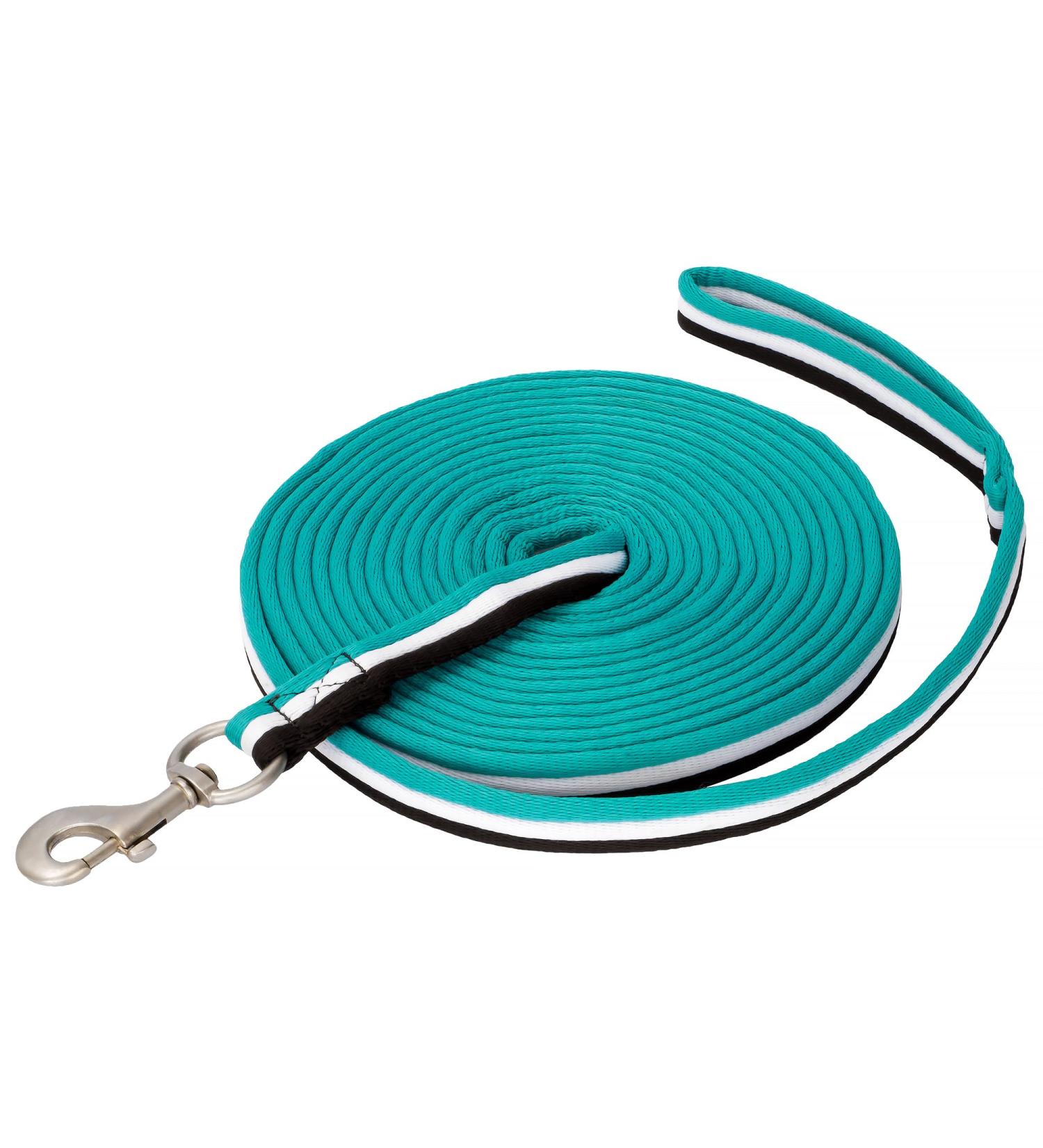 8m Equestrian Lunging Line for Horses | Soft Nylon Longs with Hand Loop & Carabiners | Floor Work Rope in Dark Brown/White/Gray - Buy Online on GoSupps.com