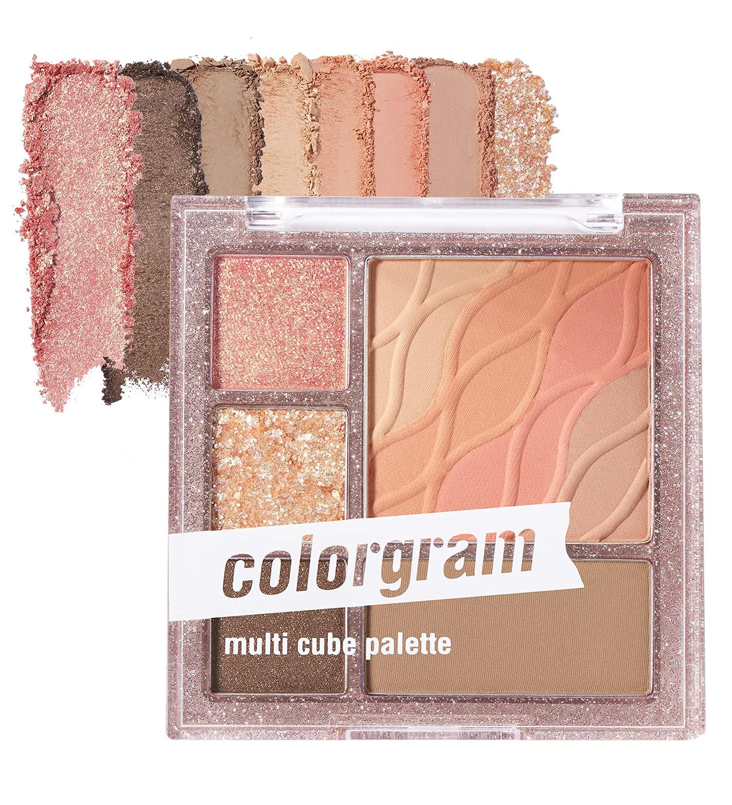 COLORGRAM Multi Cube Palette - 5 Colors Eye Shadow - Matte & Glitter Shades - K-Drama Makeup - Daily Natural Girlish Eye Makeup - #02 Romantic Cube - Buy Online on GoSupps.com