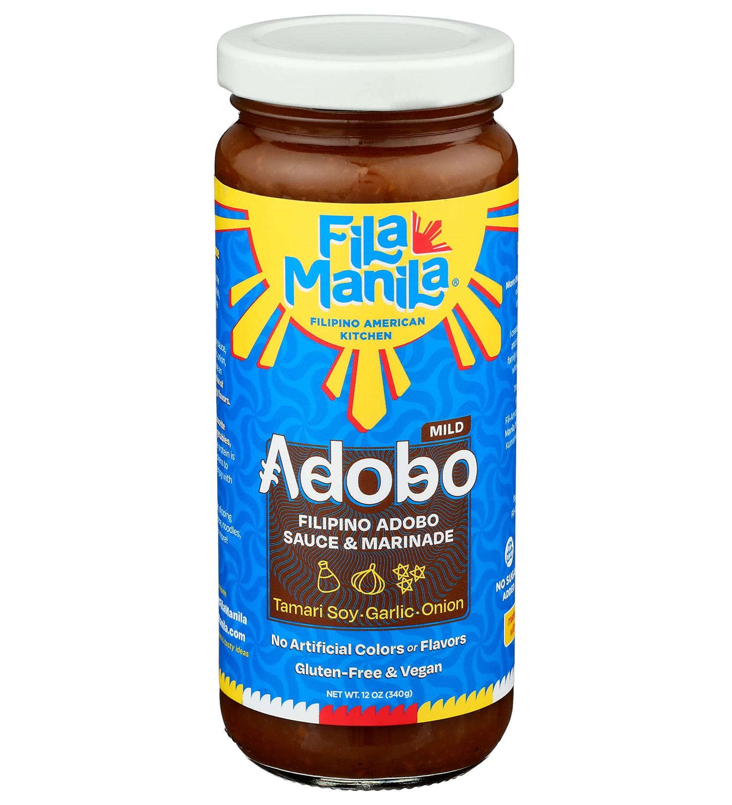 Fila Manila Filipino Adobo Sauce & Marinade 12 oz - Mild, Vegan, Gluten-Free, Made in USA - Buy Online on GoSupps.com
