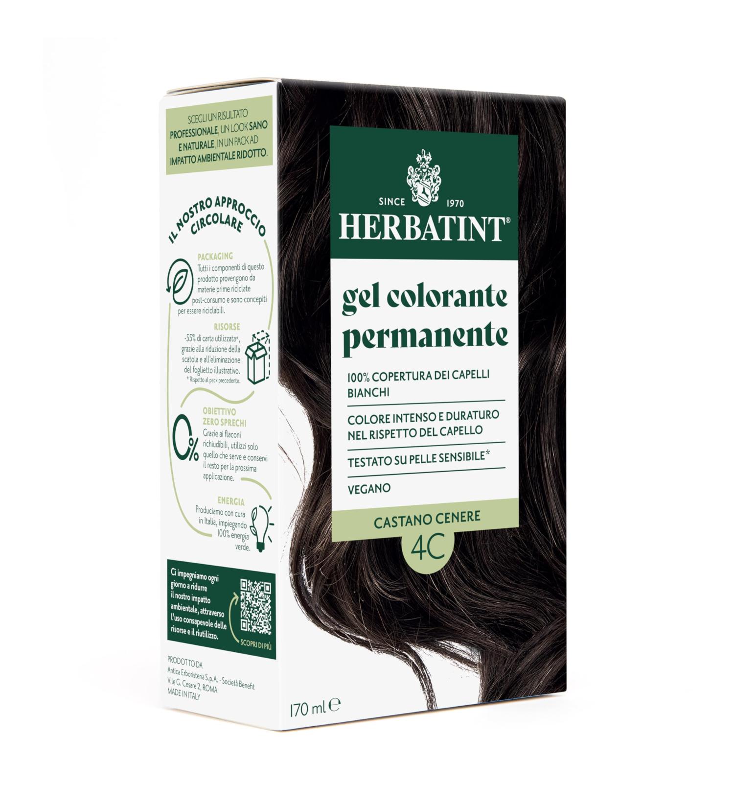  Herbatint Herbatint Permanent Hair Colour Gel 4C Ash Brown - 170ml | Ammonia-Free 100% White Hair Coverage | for Sensitive Skin with 8 Organic Natural Extracts - Buy Online on GoSupps.com