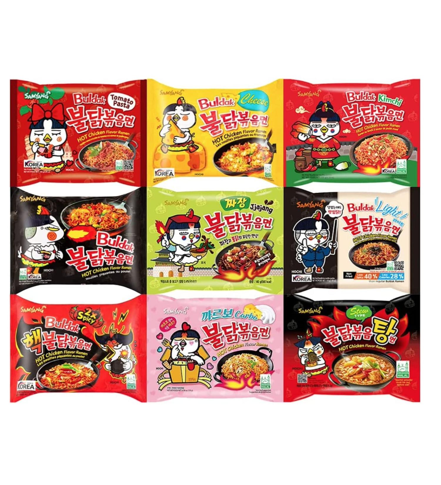SPICEHUB Samyang Korean Assorted Top Spicy Ramen Noodle (Pack of 10)- ATLEAST 5 flavours - Buy Online on GoSupps.com