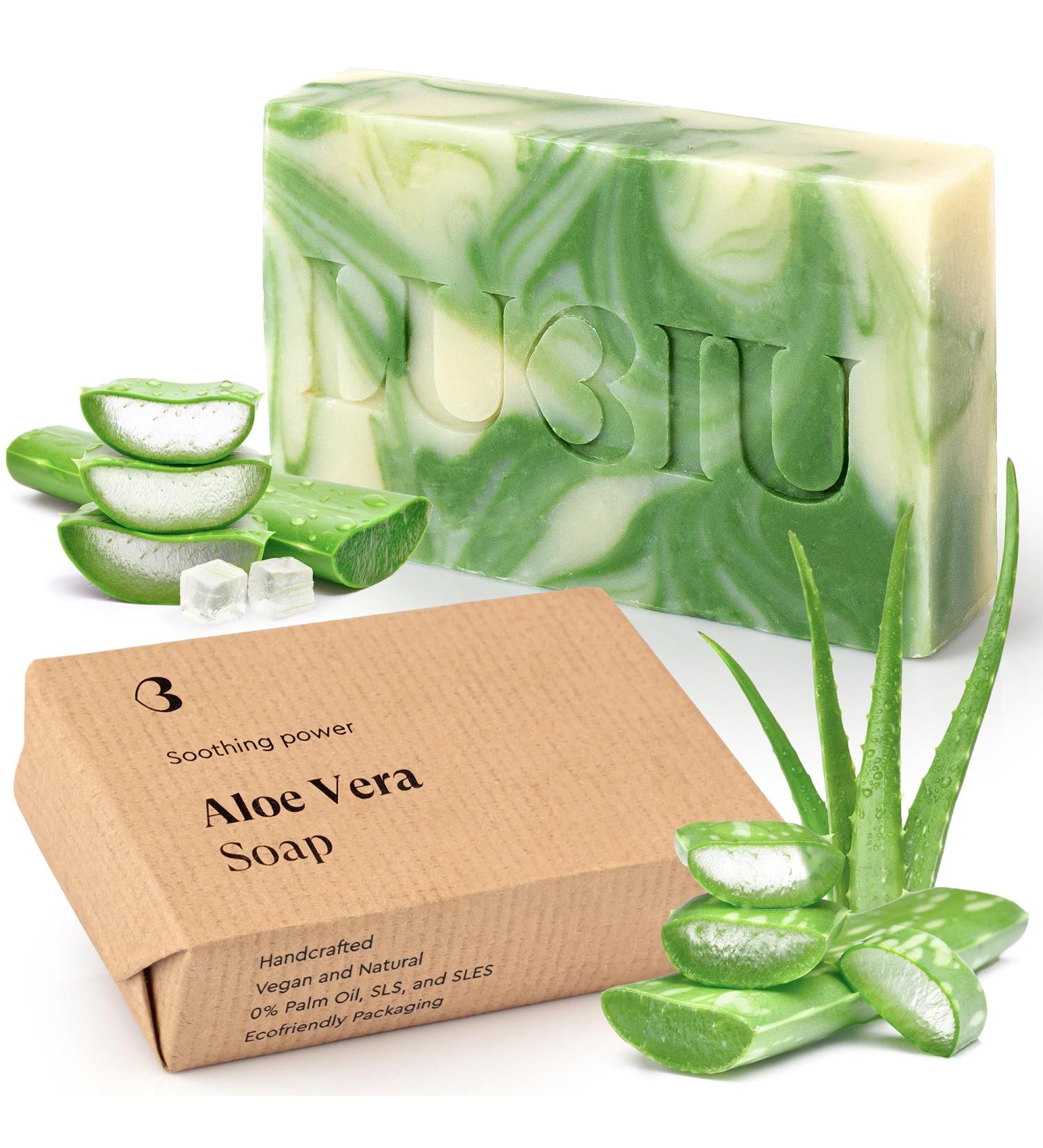  lubiu Aloe Vera Soap 100g Natural Soap for Men Women Kids Moisturized Skin Hand Soap Shower Face Soap Handmade Soap - Buy Online on GoSupps.com
