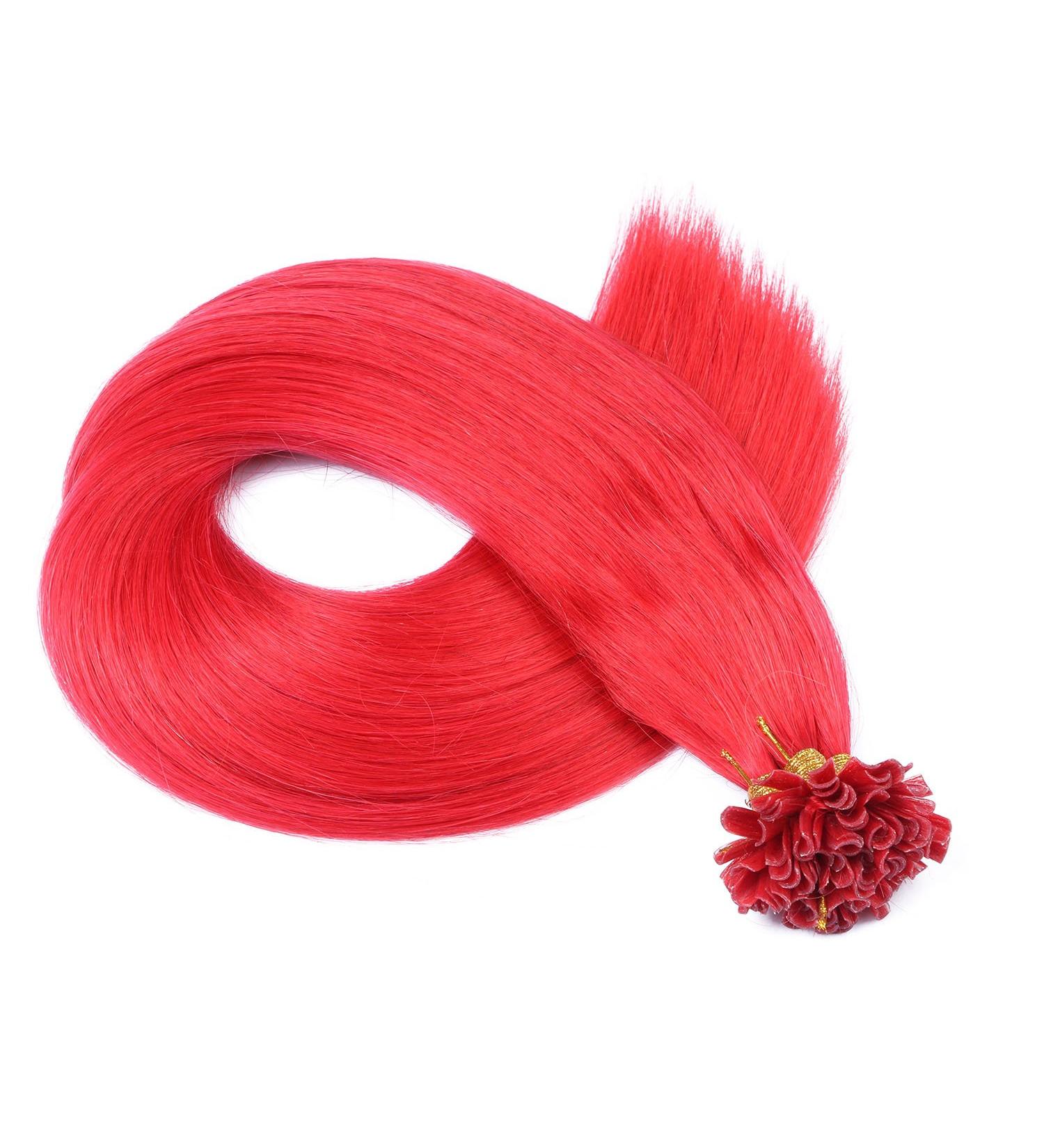 Keratin Bonding Hair Extensions - Red - 50cm U-Tip - 25 Strands - 100% Remy Real Hair - High Quality by Novon - 12.5g - Buy Online on GoSupps.com
