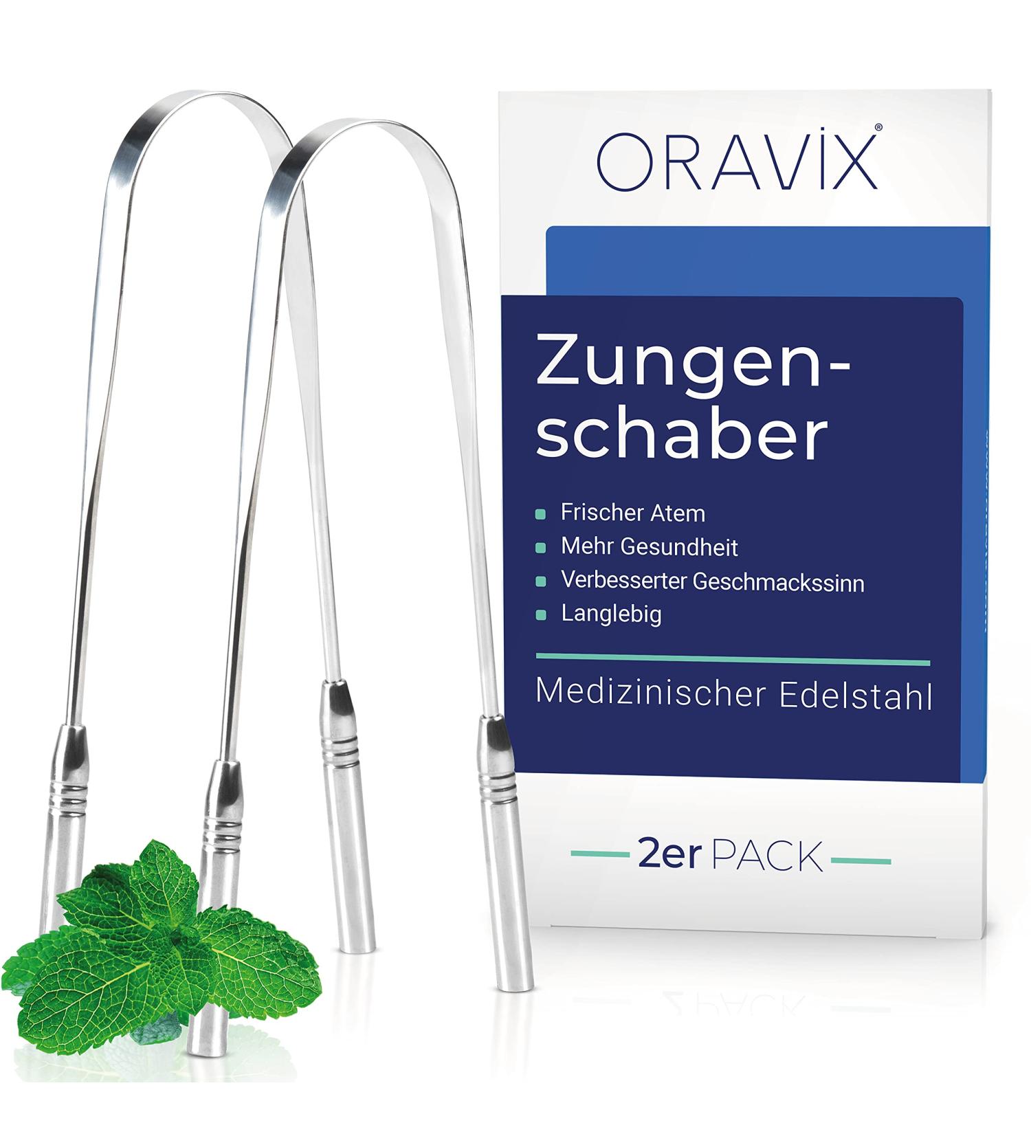 Oravix Stainless Steel Tongue Cleaner Two-Pack | Fresh Breath & Oral Health for All Ages - Buy Online on GoSupps.com