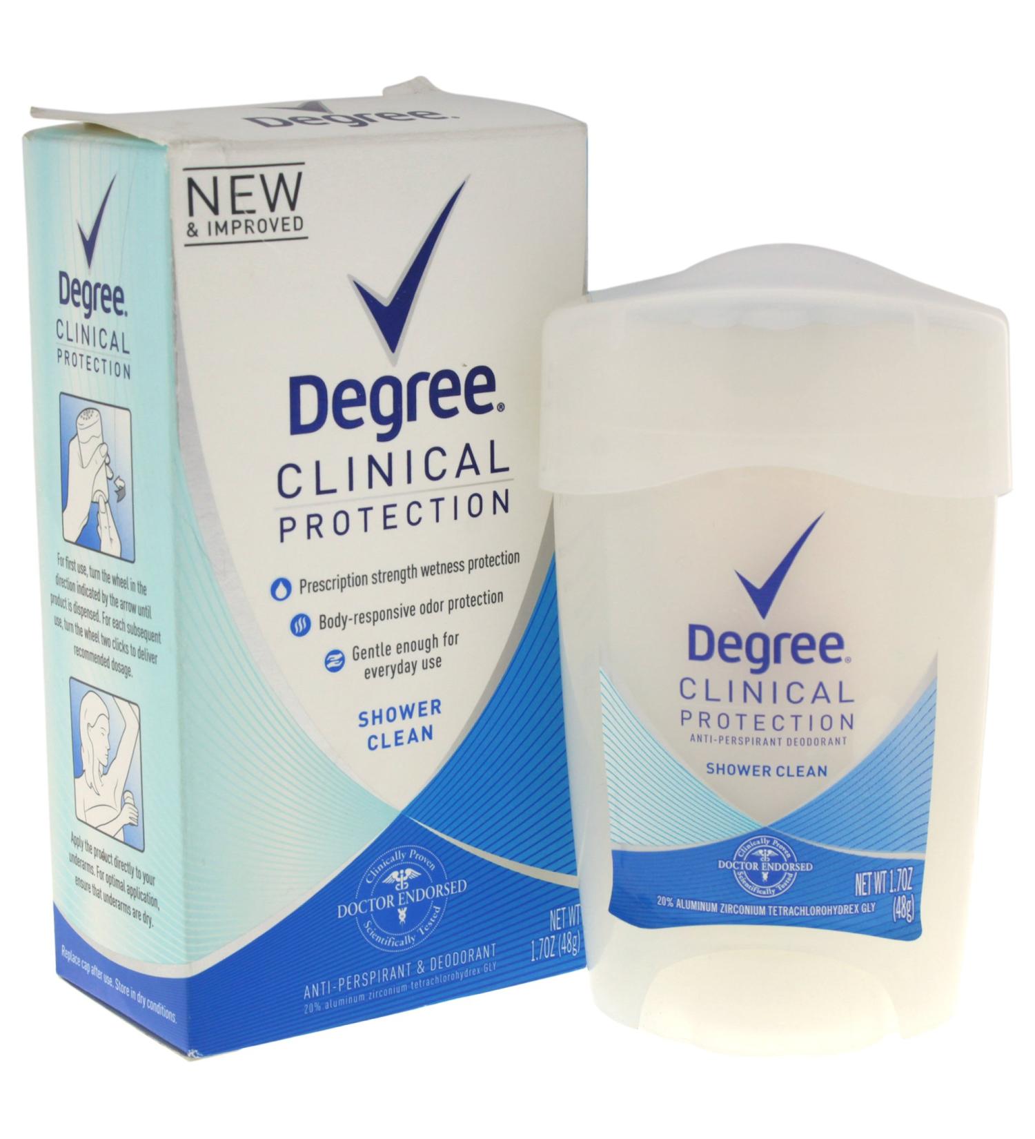 Degree Women Clinical Protection Anti-Perspirant Deodorant Shower Clean 1.70 oz (Pack of 2)