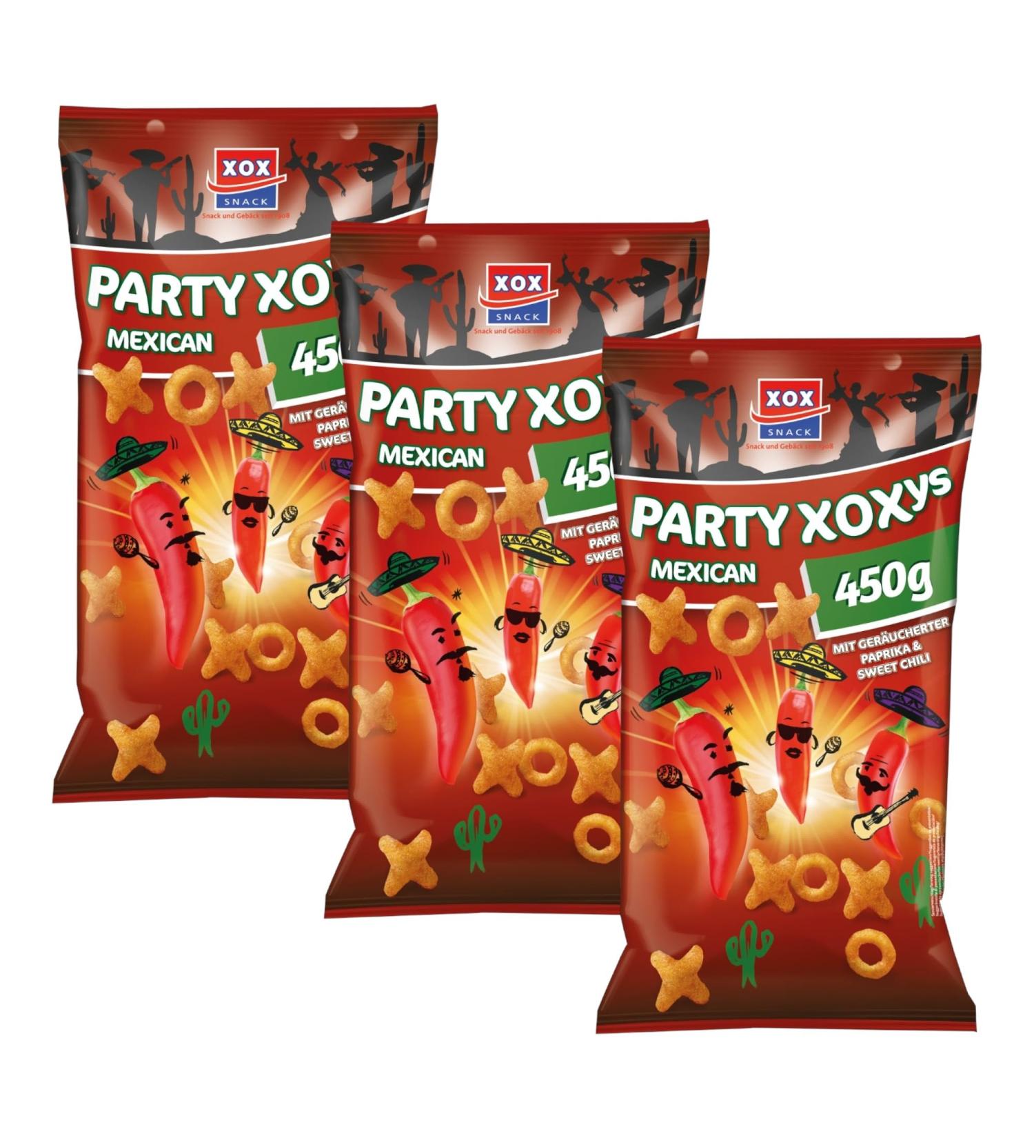 XOX Mexican Style 450g |Vegetarian chips in the Mexican style with smoked paprika chili taste (Mexican style 3 -series pack) Mexican Style 300 g (3 -pack)
