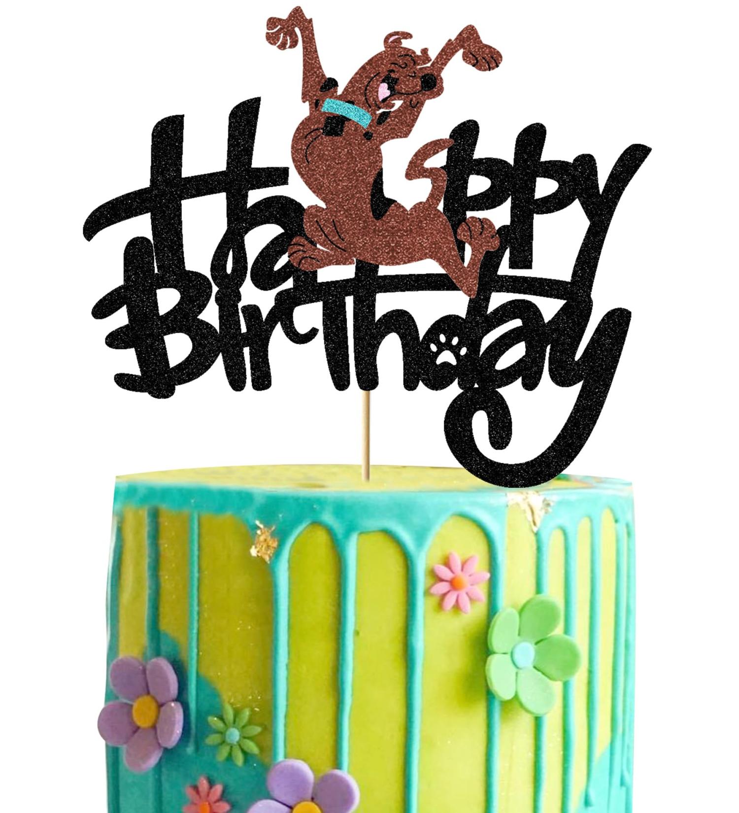 Brown Dog Cake Topper Glitter Cute Cartoon Dog Birthday Cake Decorations for Girls Boys Dog Party Decorations Birthday Party Supplies - Buy Online on GoSupps.com