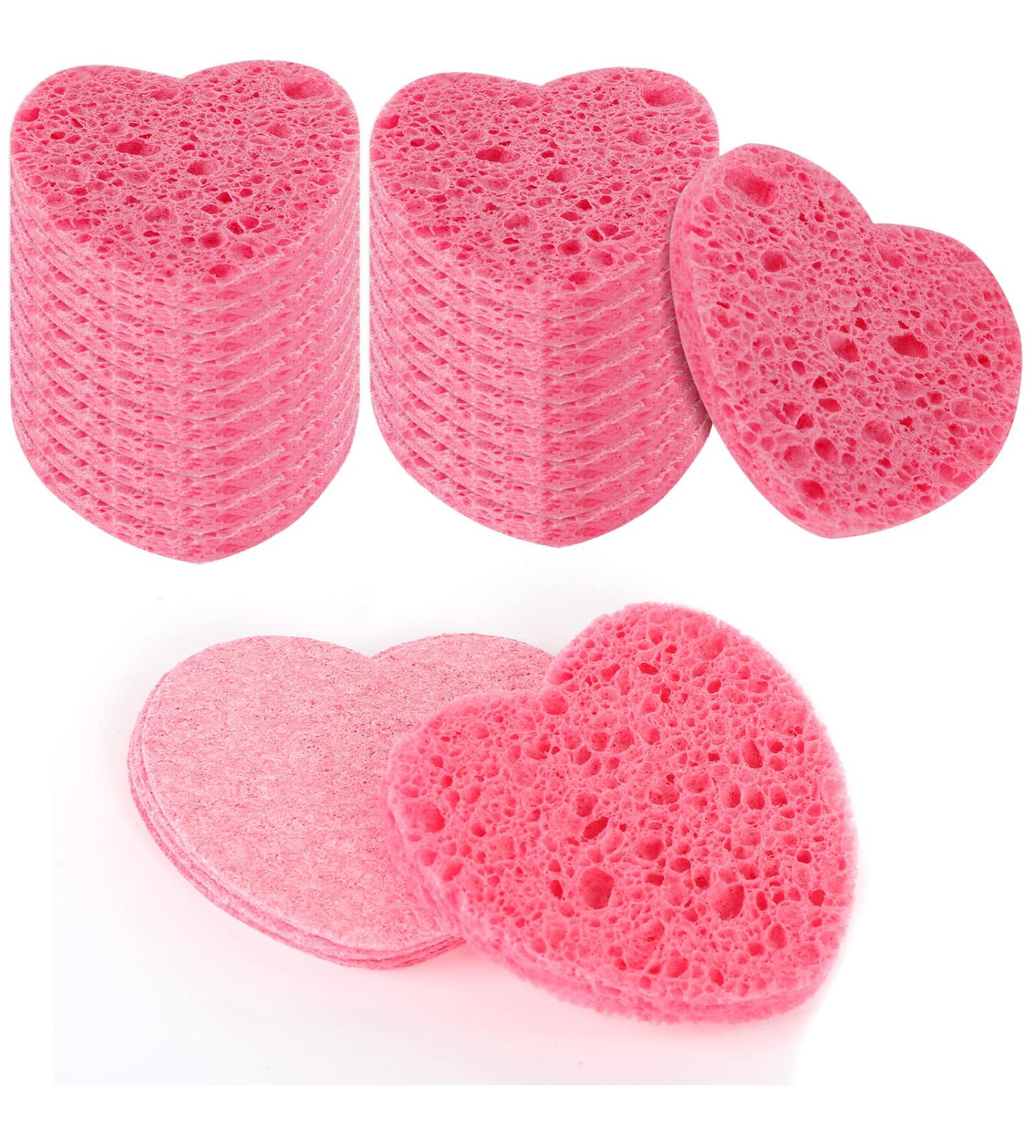 WLLHYF 20 Pieces Compressed Facial Sponges Natural Cellulose Facial Cleaning Sponges Professional Cosmetic Spa Sponges for Face Cleansing Makeup Removal Pore Exfoliating (Heart-pink) - Buy Online on GoSupps.com