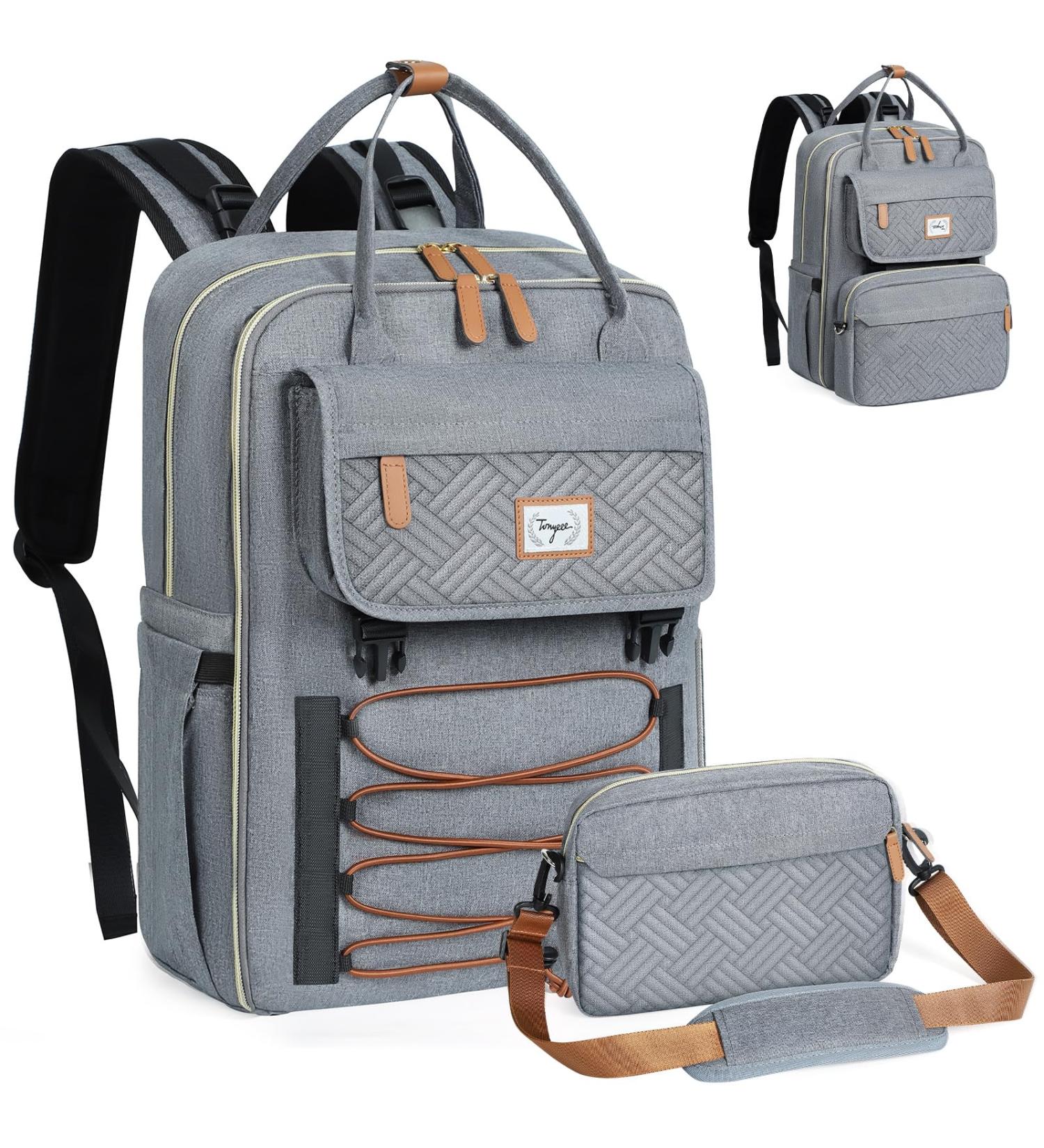 Tonyeee Wrap Backpack - Stylish Diaper Bag for Moms & Dads Removable Crossbody Bottle & Travel Essentials Gray - Buy Online on GoSupps.com