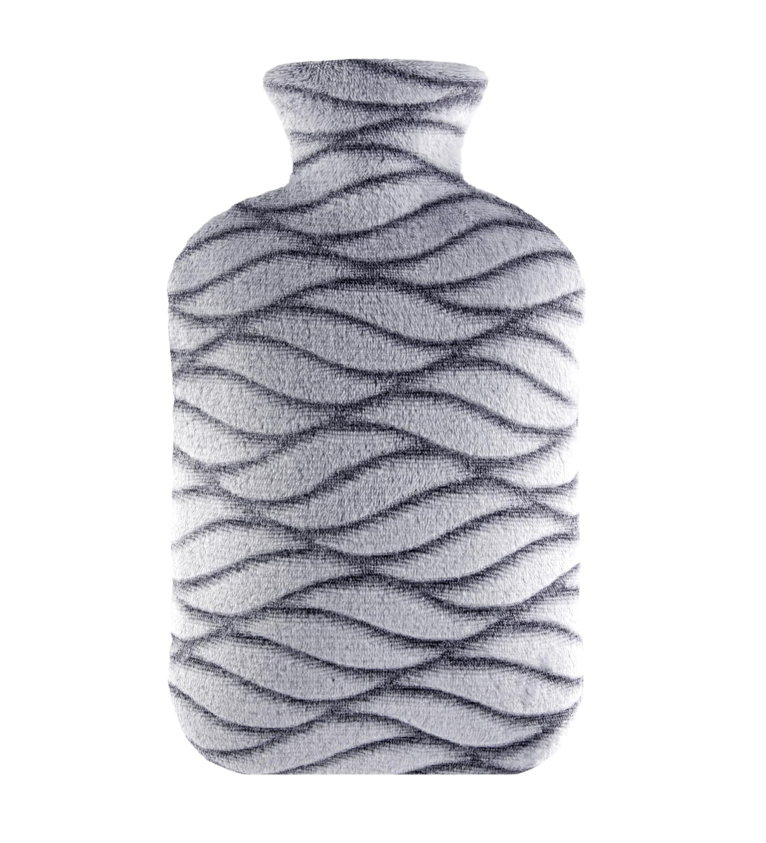 Samply 2L Hot Water Bottle with Soft Cover - Cozy Pain Relief for Back, Neck, and Shoulders - Grey - Buy Online on GoSupps.com