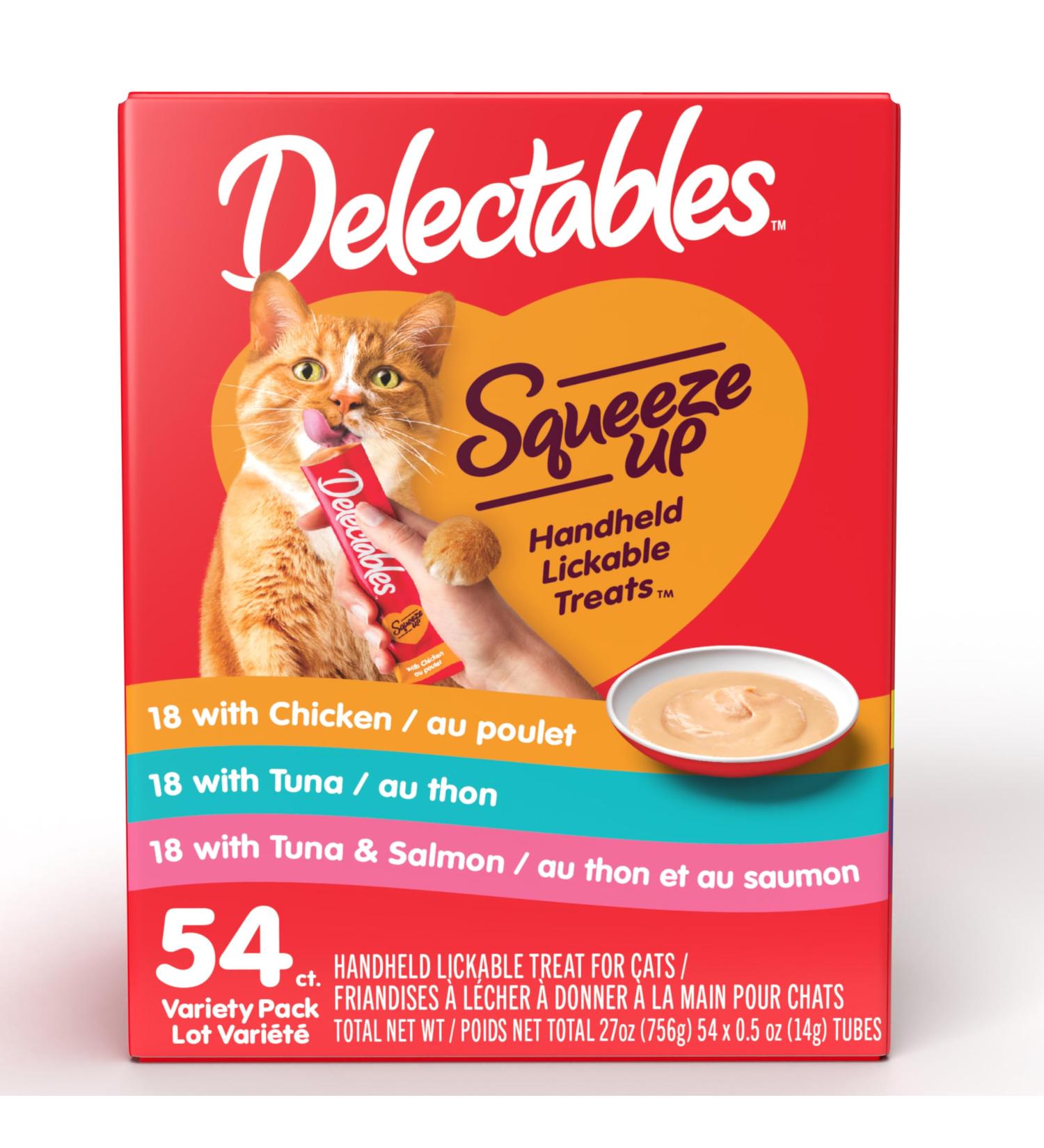 Hartz Delectables Squeeze Up Interactive Lickable Wet Cat Treats Variety Flavour 54 Count Variety Flavour 1 g (Pack of 54) - Buy Online on GoSupps.com