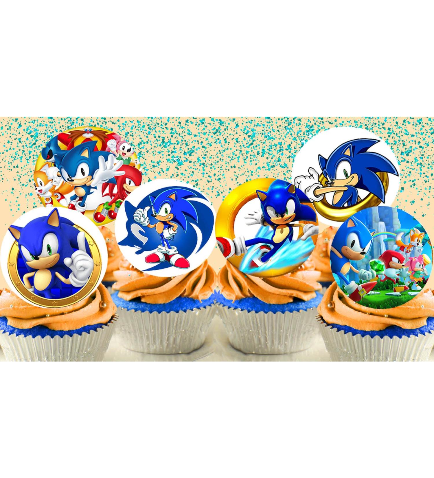 24 x Pre-Cut Sonic 1 Edible Stand up Wafer Paper Cupcake Toppers Cake Decorations Birthday Party - Buy Online on GoSupps.com