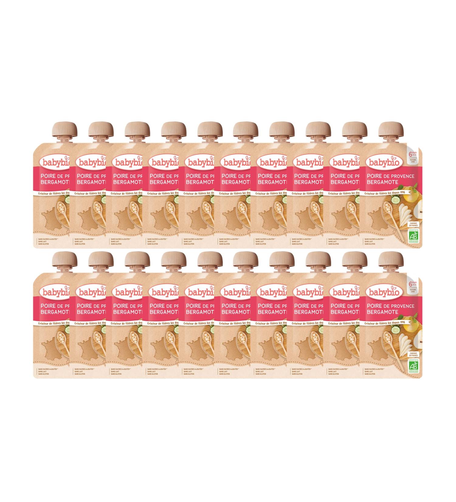 BABYBIO - Bergamot Pear Bottles - 6+ Months - Organic - 120g - Pack of 20 - Buy Online on GoSupps.com