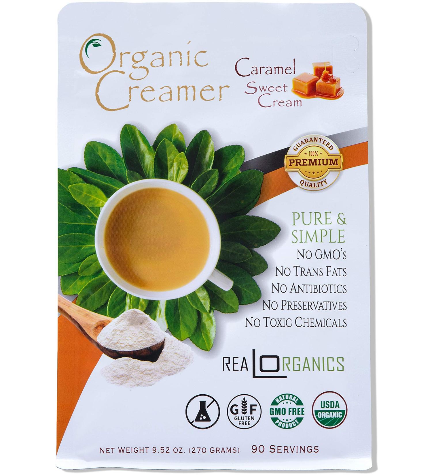 Realorganics Caramel Sweet Cream Powdered Coffee Creamer - 100% Certified Organic, rBST Free, GMO Free - Buy Online on GoSupps.com