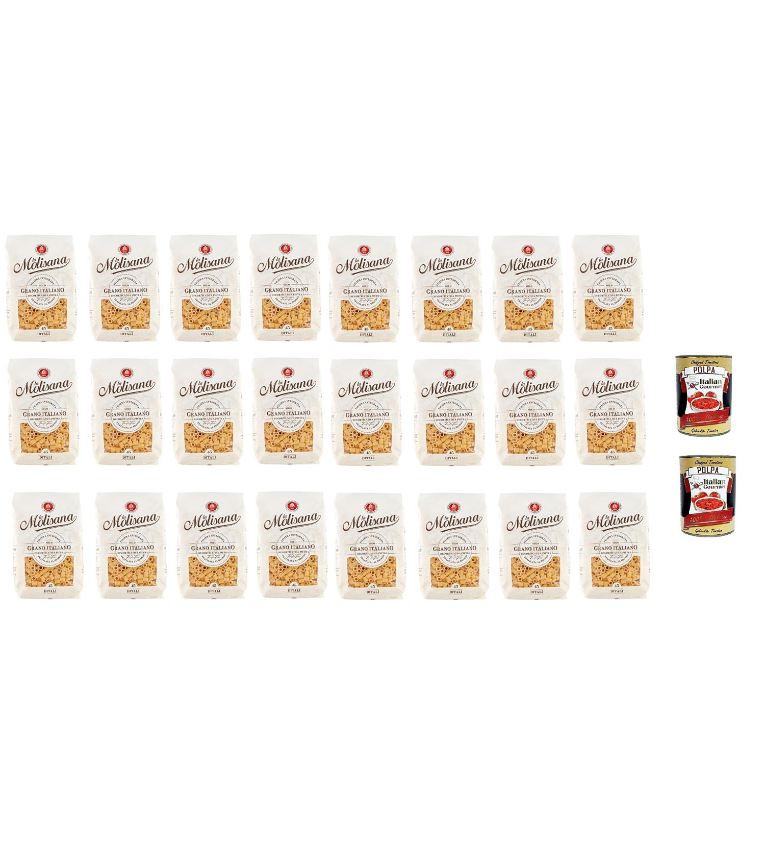 24 x La Molisana Ditali N. 45 Pasta Lenta Lavorazione Pasta Made of Dough Wheat Semolina Bronze Drawing 500 g + 2 x Italian Gourmet Polpa - Buy Online on GoSupps.com