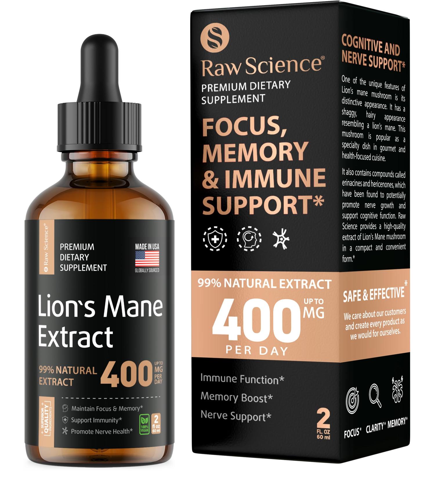 Lion's Mane Mushroom Extract - Nootropic Brain Support Supplement for Enhanced Focus & Mental Clarity - High Potency Liquid - Vegan 2oz - Buy Online on GoSupps.com