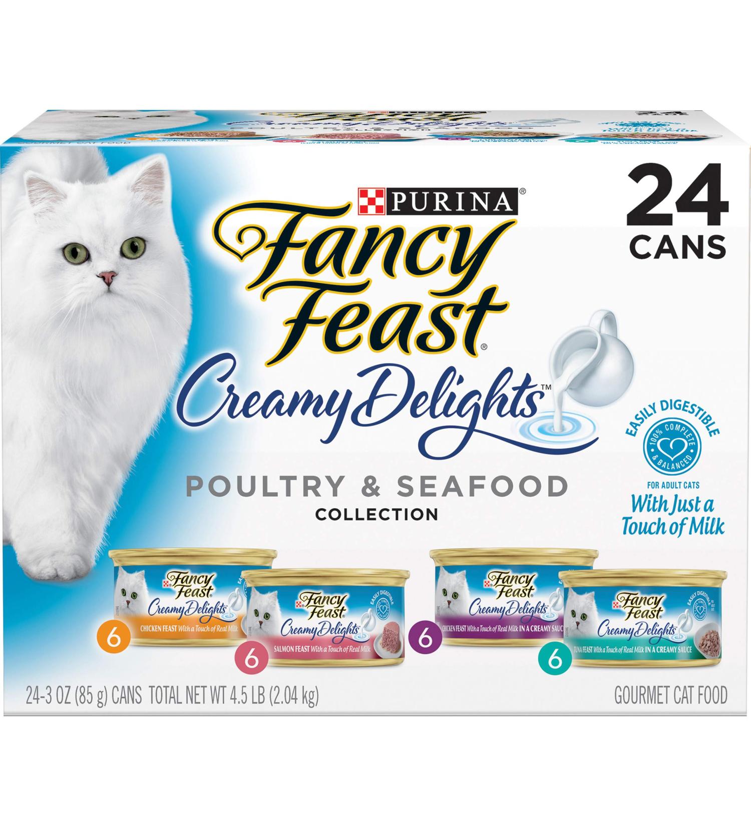 Purina Fancy Feast Creamy Delights Poultry & Seafood Variety Pack, 24 Cans - 3oz - Buy Online on GoSupps.com