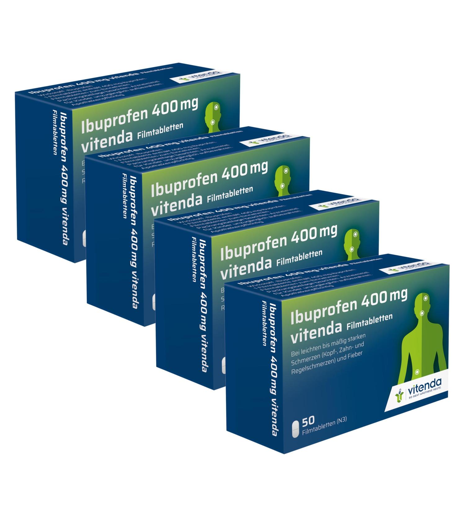 Vitenda Ibuprofen 400mg - Fast Relief for Pain & Fever | 4x50pcs | Shop Internationally - Buy Online on GoSupps.com
