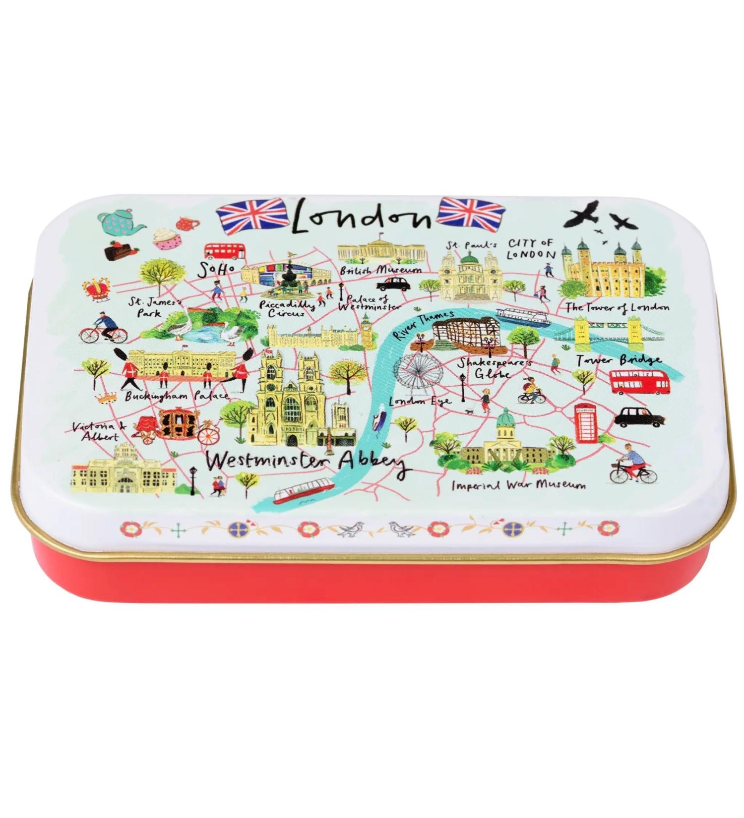 New English Teas London Souvenir Map Travel Mints Tin Sugar Free 35g - Buy Online on GoSupps.com