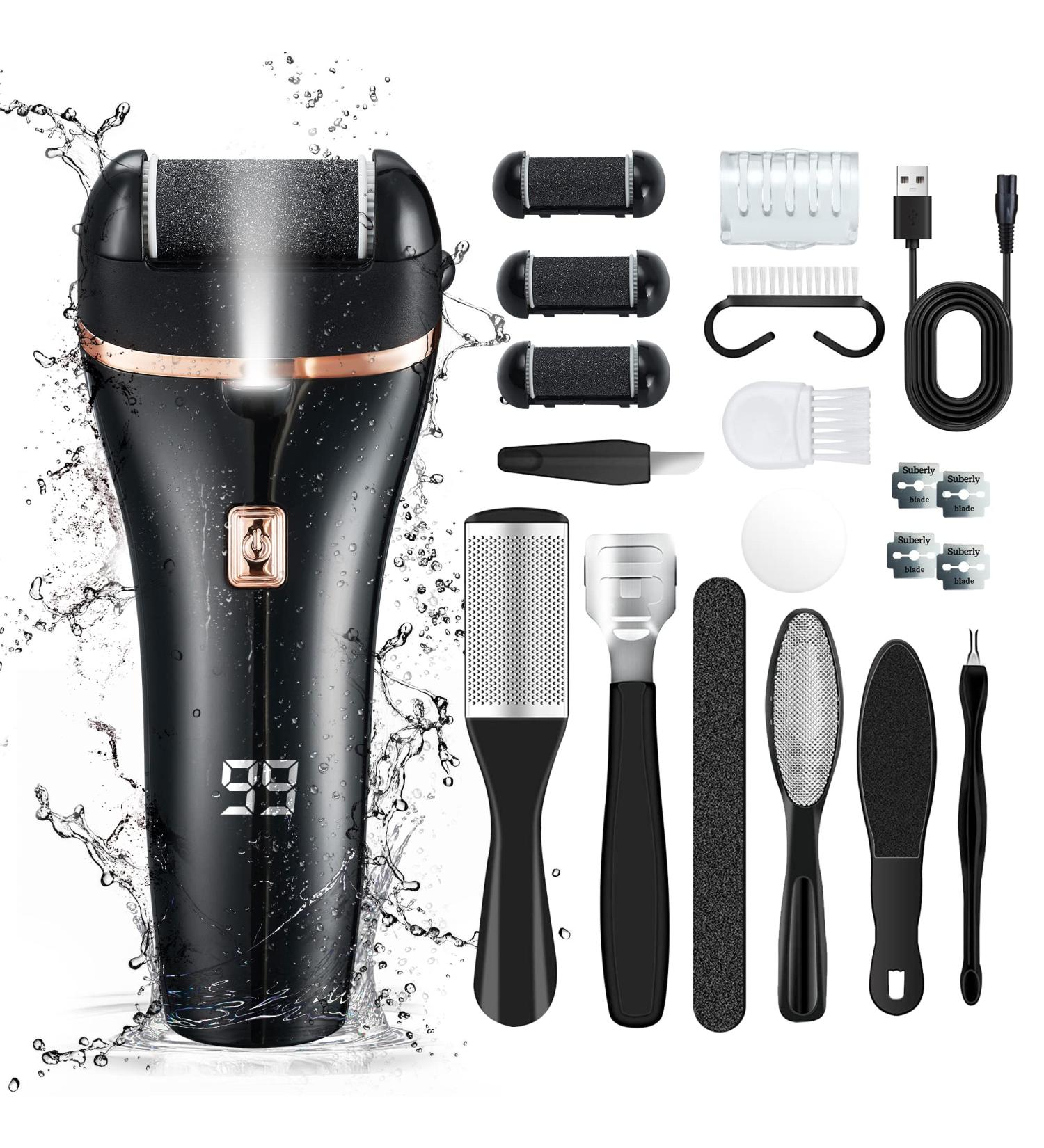 Electric Feet Callus Remover - Waterproof Rechargeable Foot Scrubber Kit for Dead Skin Removal - Buy Online on GoSupps.com