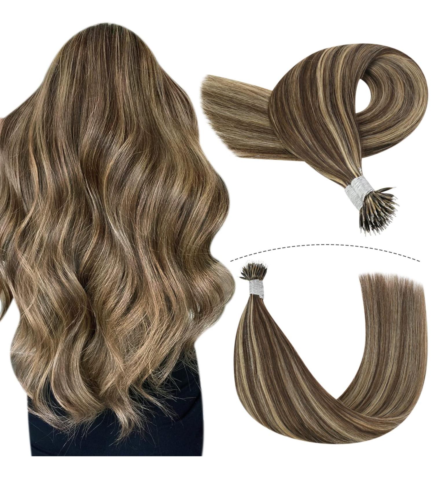 Youngsee Nano Ring Extensions - Real Hair 55cm Brown & Blonde Remy Extensions | 50g #P4/27 for Premium Quality Hair - Buy Online on GoSupps.com