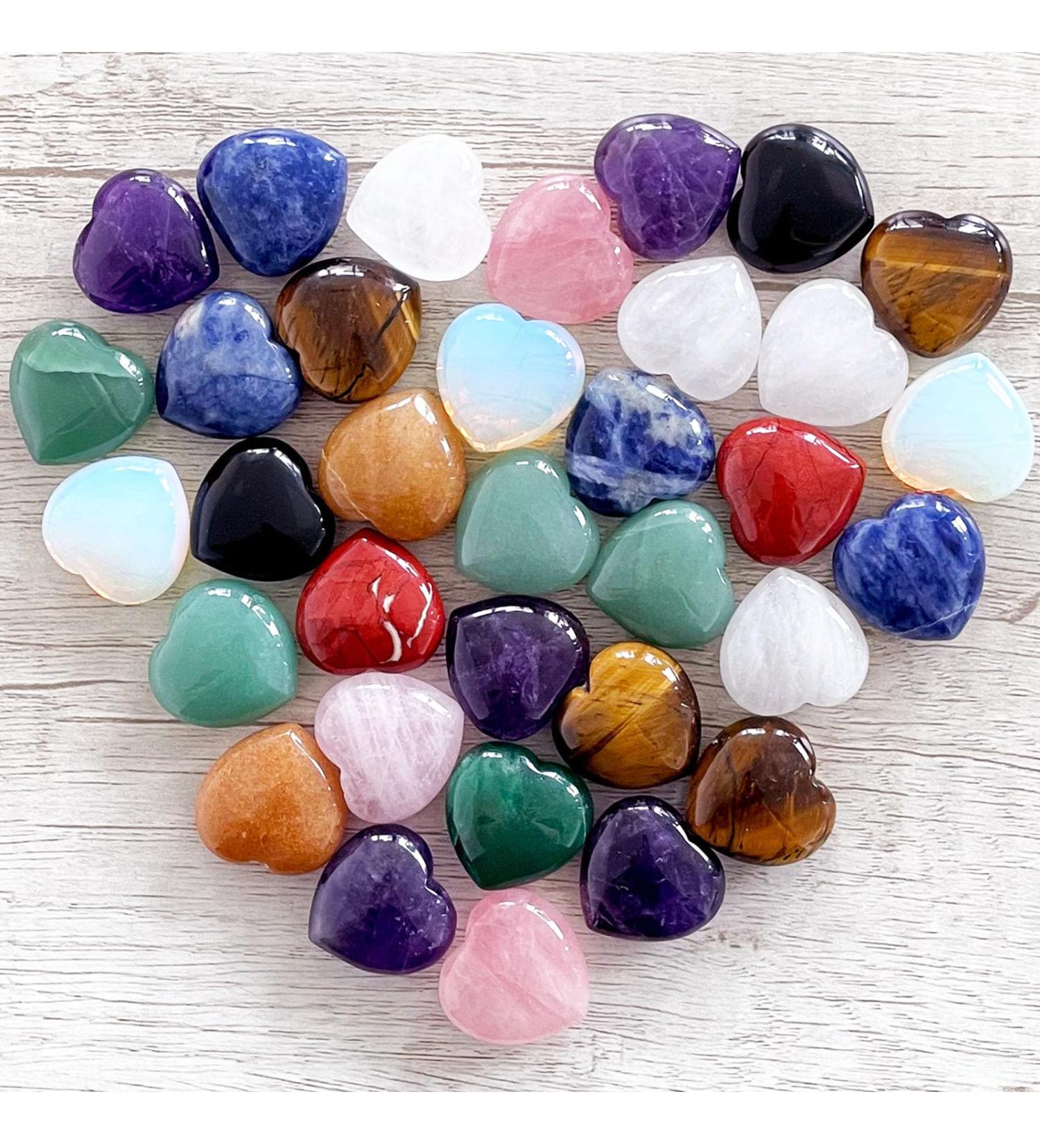 Xiannvxi 7pcs Heart Chakra Crystal Set - Amethyst & Clear Quartz Healing Stones for Beginners - Reiki Polish Palm Gemstones - Buy Online on GoSupps.com