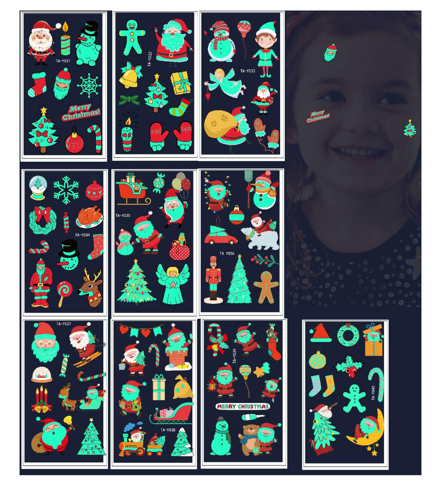 100 PCS Chrismas Temporary Tattoo Fluorescent Cute Tattoos Decoration Decal Waterproof Sticker for Party Parade - Buy Online on GoSupps.com