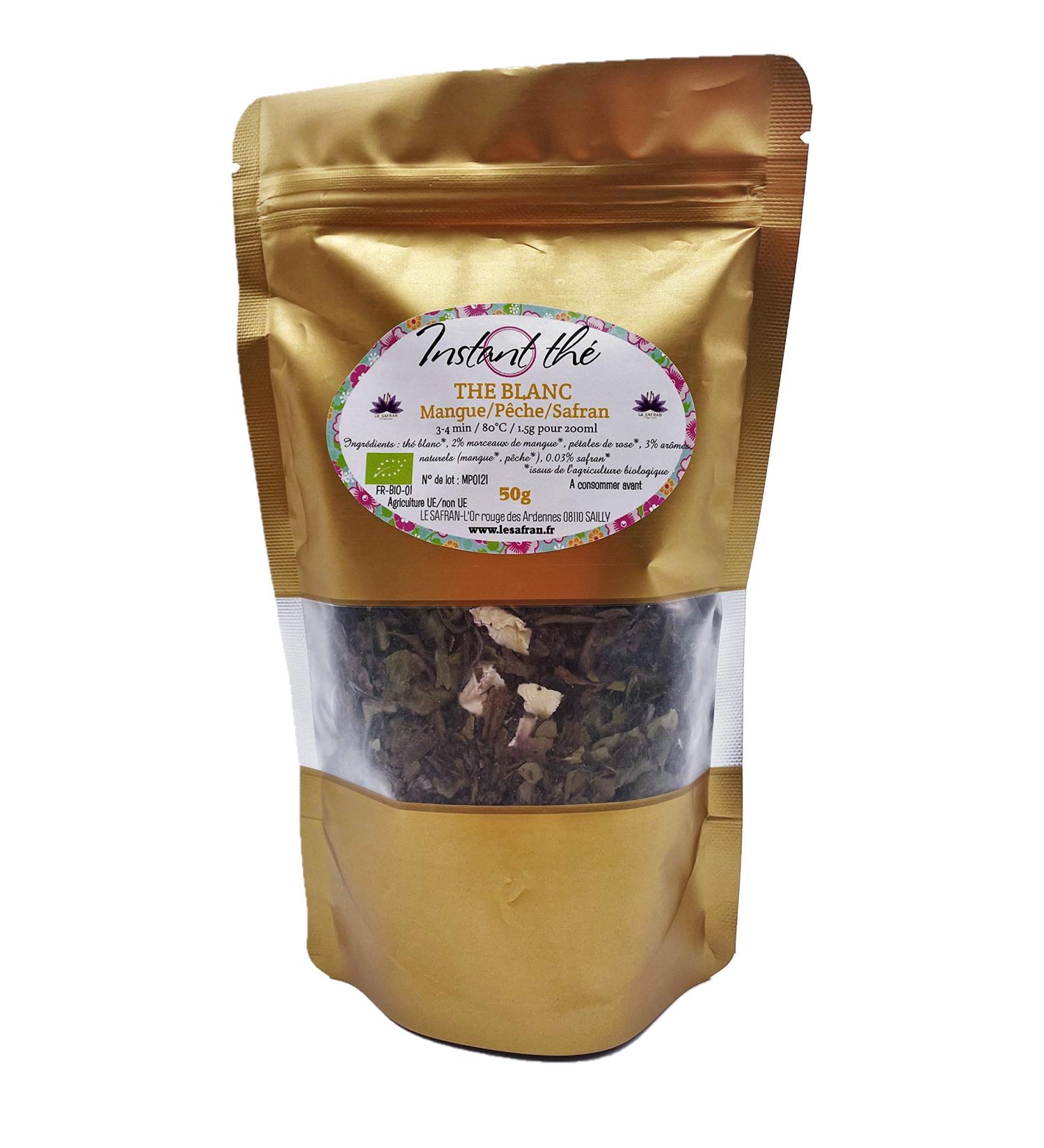 White tea with mango peach and saffron 50g Certified Organic Loose leaf 35 cups - Buy Online on GoSupps.com