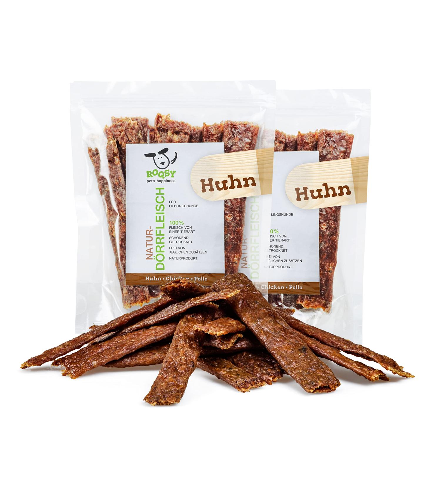 Roqsy Natural Chicken Jerky for Dogs - Grain-Free BARF Supplement - 200g (2x100g) Dry Meat Snack & Treat - Buy Online on GoSupps.com