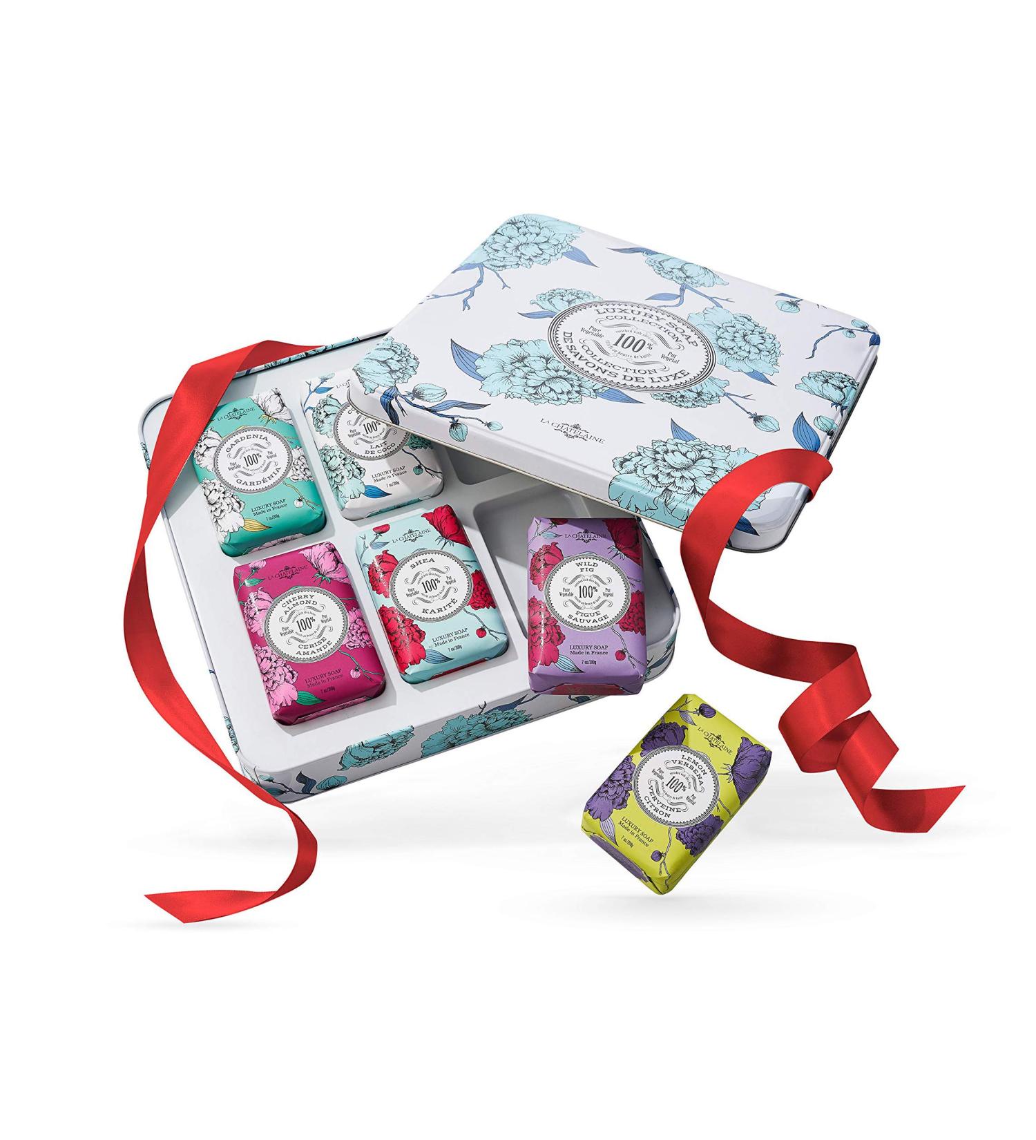 La Chatelaine Luxury Soap Collection Gift Set - Oprah's Favorite Things 2019 - Made in France - Organic Shea Butter - Set of 6 x 7 oz - Gift for Mom - Mother's Day Gift (Lemon Verbena, Cherry Almond, Coconut) - Buy Online on GoSupps.com