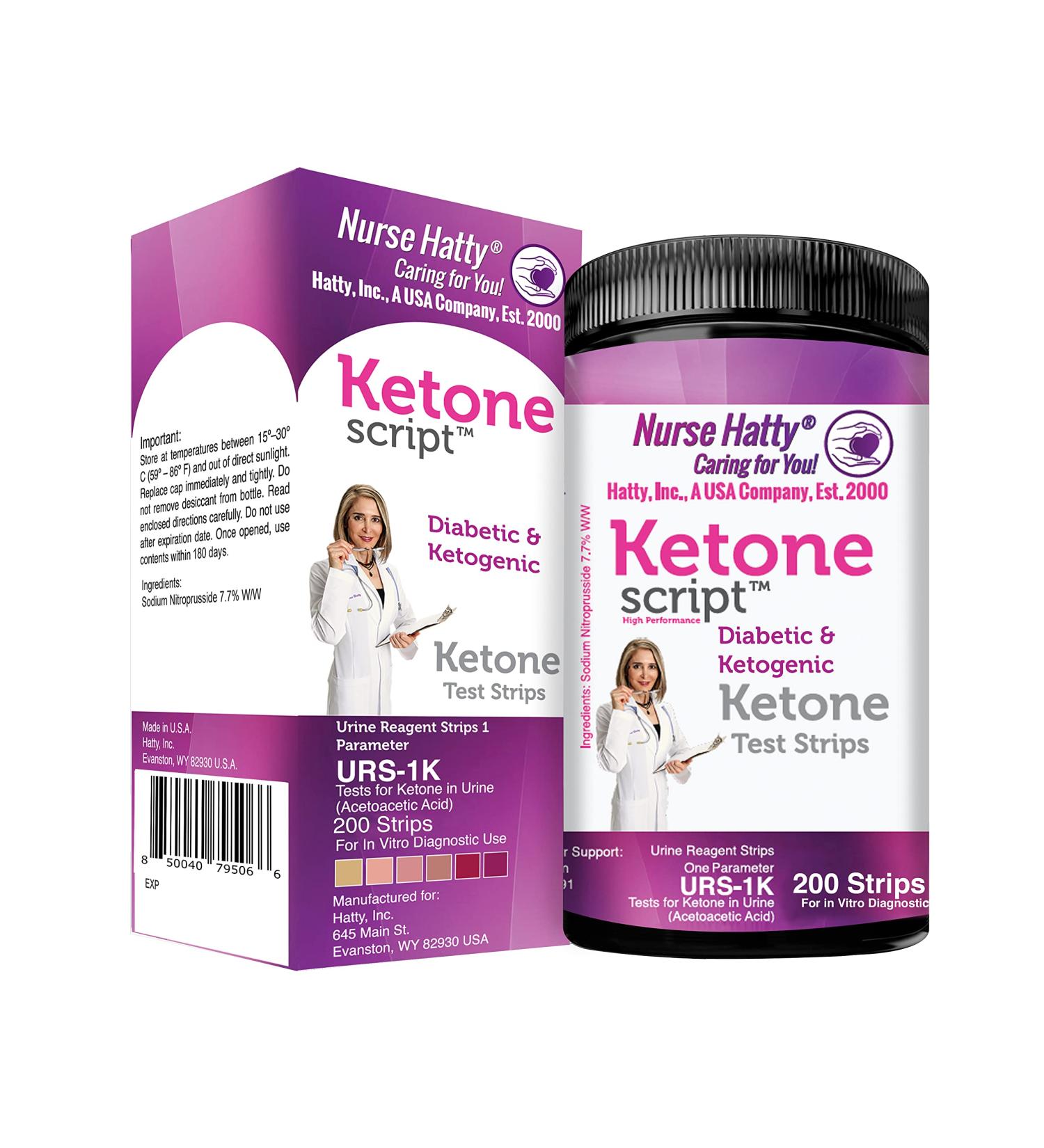 Nurse Hatty 200ct. Diabetic & Ketogenic Urine Test Strips, Measures for Varied Paleo Diets in Urine - Long Strips