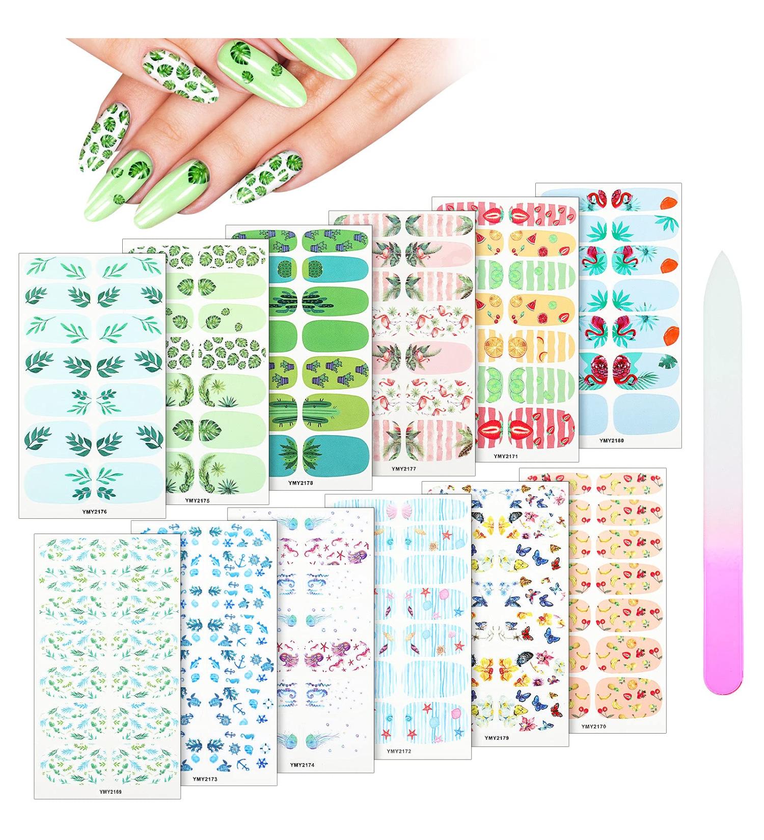 Maitys 168 Piece Nail Polish Stickers Summer Full Wrap - Self Adhesive Nail Art Decal Strip with Nail File - Manicure Kit for Women & Girls - Buy Online on GoSupps.com