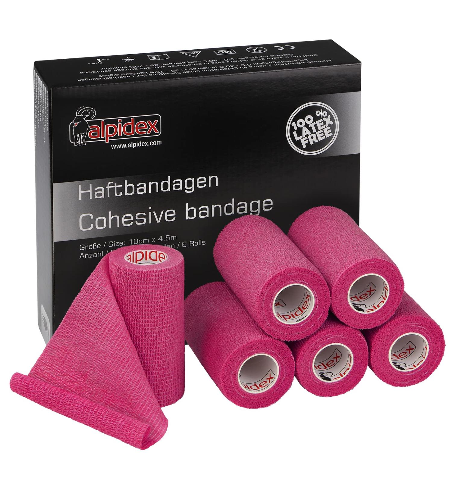 Buy Alpidex 6 Rolls Self-Adhesive Elastic Bandage Tape 10cm x 4.5m - Pink Pet Wrap for Dogs Horses & Humans - International Shipping Available - Buy Online on GoSupps.com