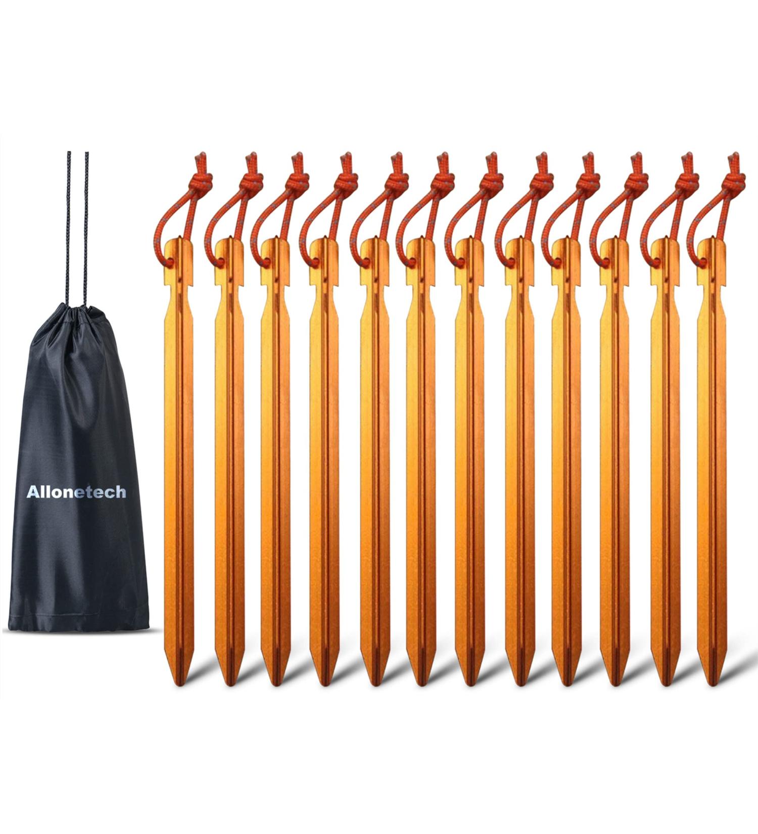 12 Pack 7075 Aluminum Tent Stakes - Lightweight & Heavy Duty Camping Pegs in Apricot Orange - Includes Ground Metal Spikes - Camping Accessories - One Size - Buy Online on GoSupps.com
