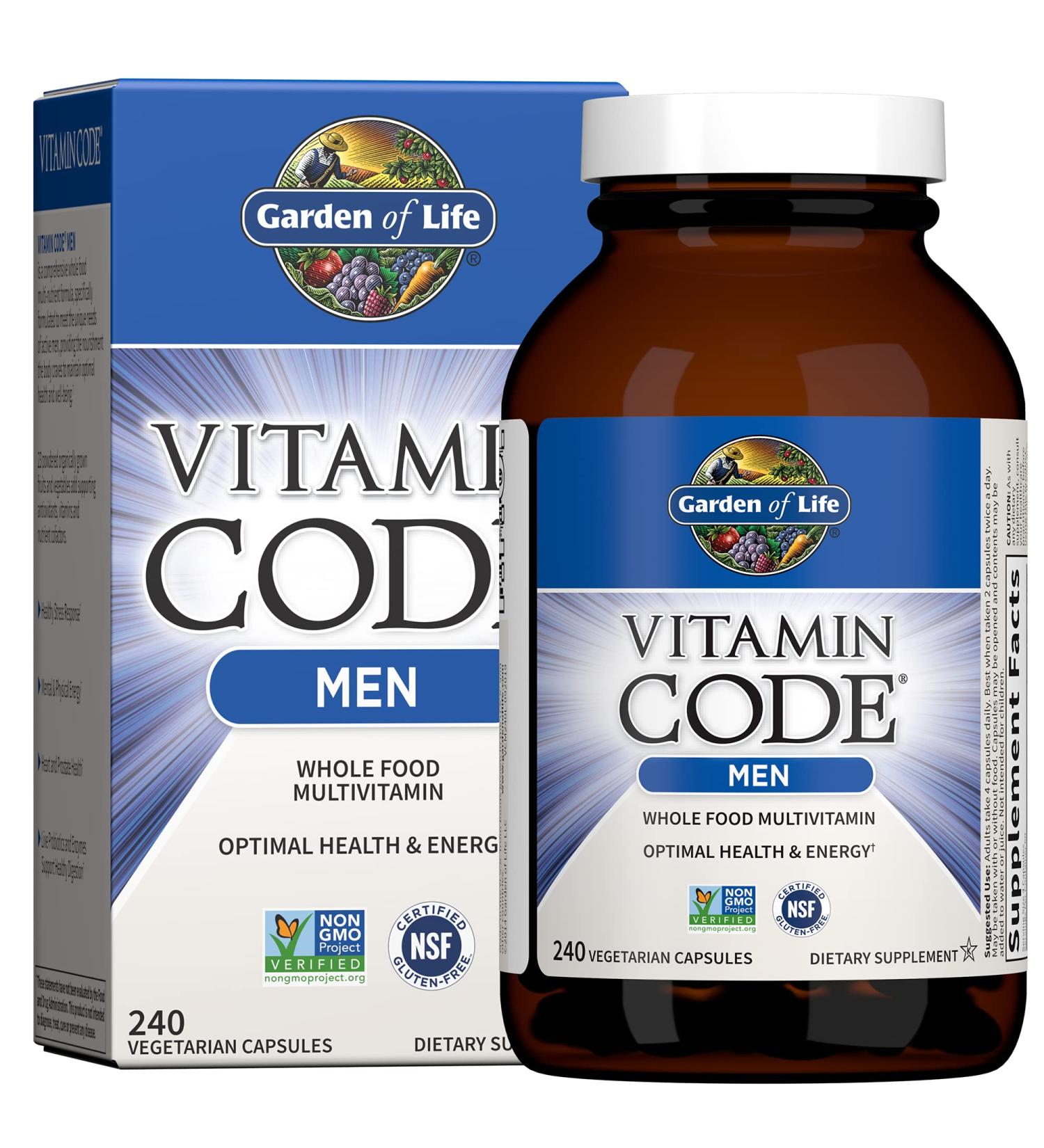 Garden of Life Vitamin Code Men - 240 Vegetarian Capsules for Optimal Health - Buy Online on GoSupps.com